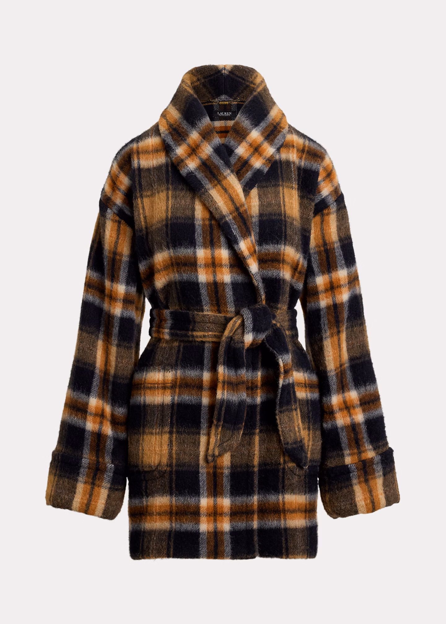 Karierter Mantel mit Bindegürtel - RALPH LAUREN OUTLET