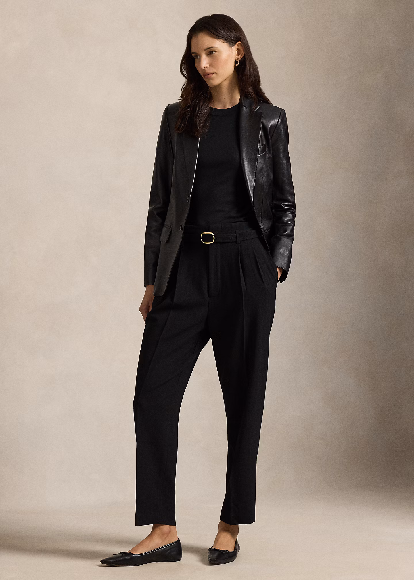 Belted Wool Pleated Tapered Pant - RALPH LAUREN OUTLET