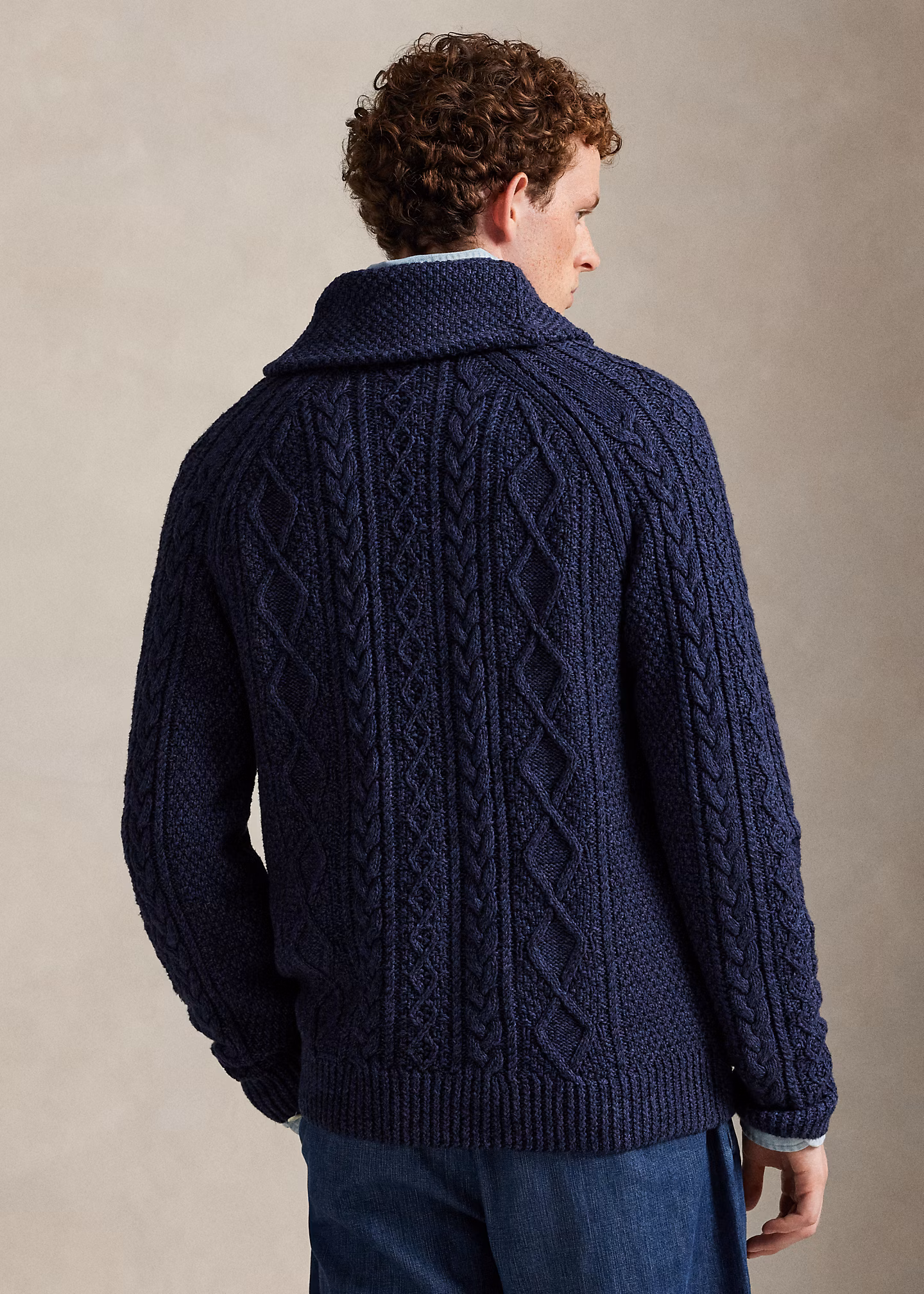 Aran-Baumwollstrickjacke mit Schalkragen - RALPH LAUREN OUTLET