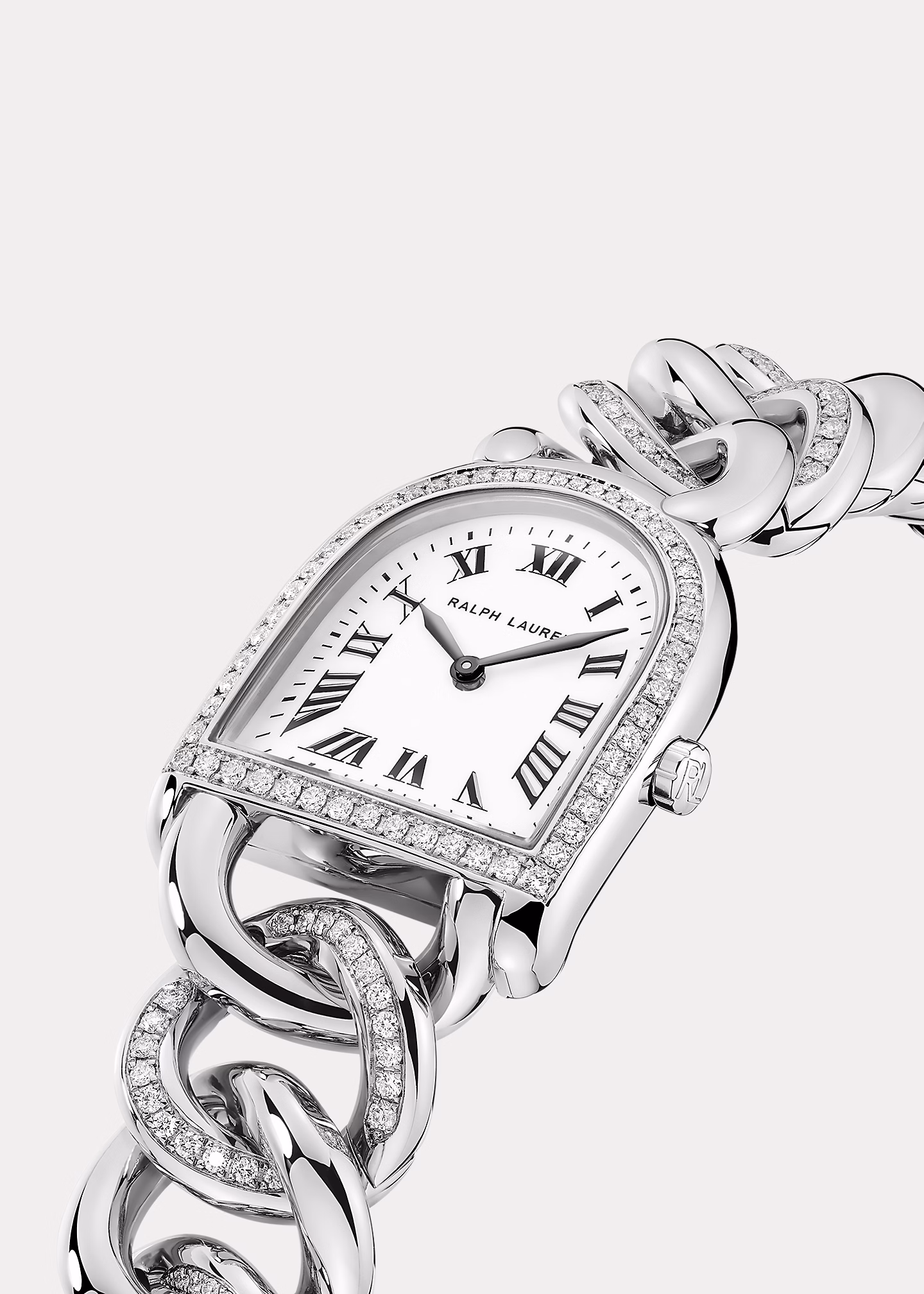 Zierliche Uhr Steel und Diamond Stirrup - RALPH LAUREN OUTLET