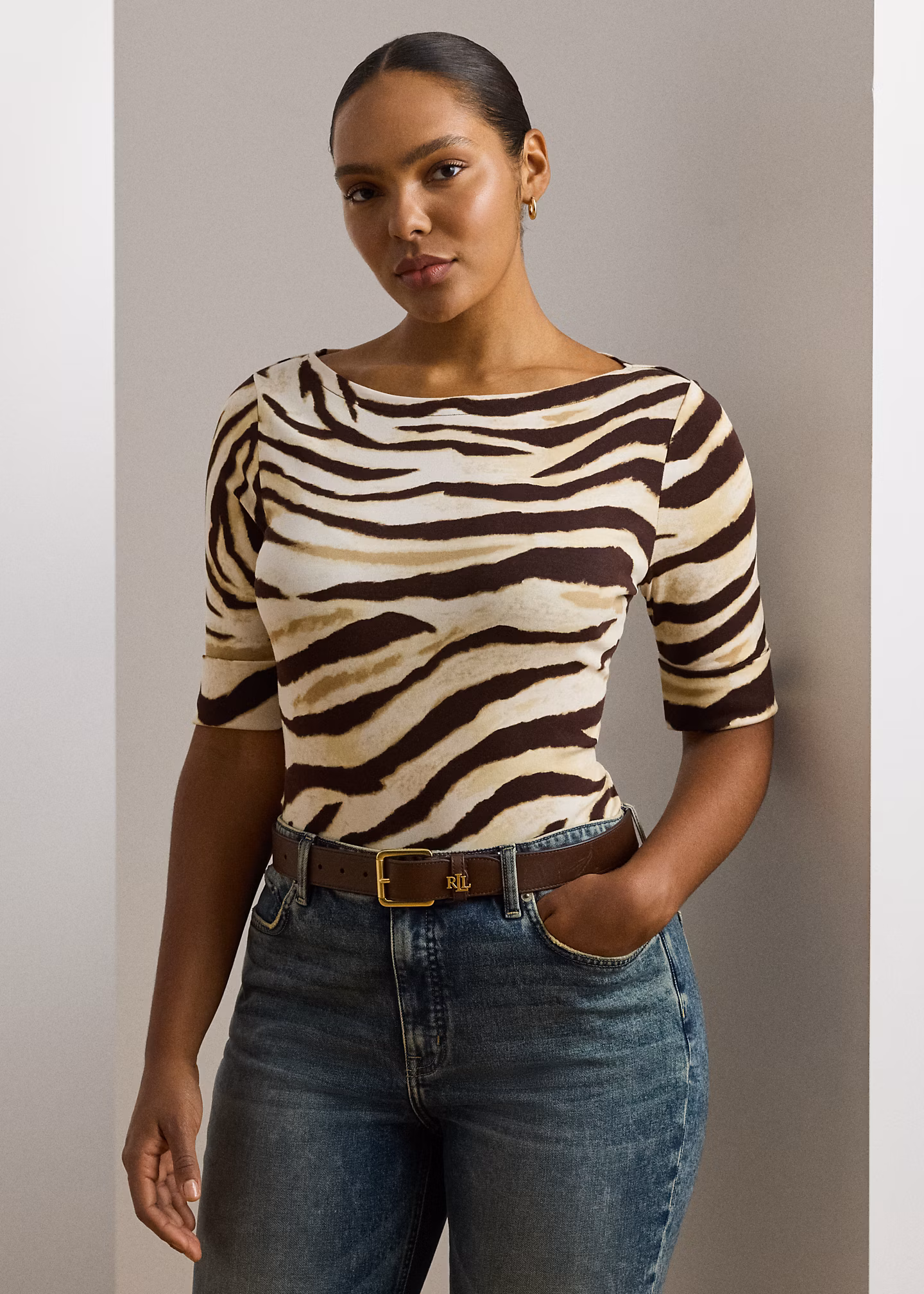 Baumwoll-T-Shirt mit Zebramuster - RALPH LAUREN OUTLET