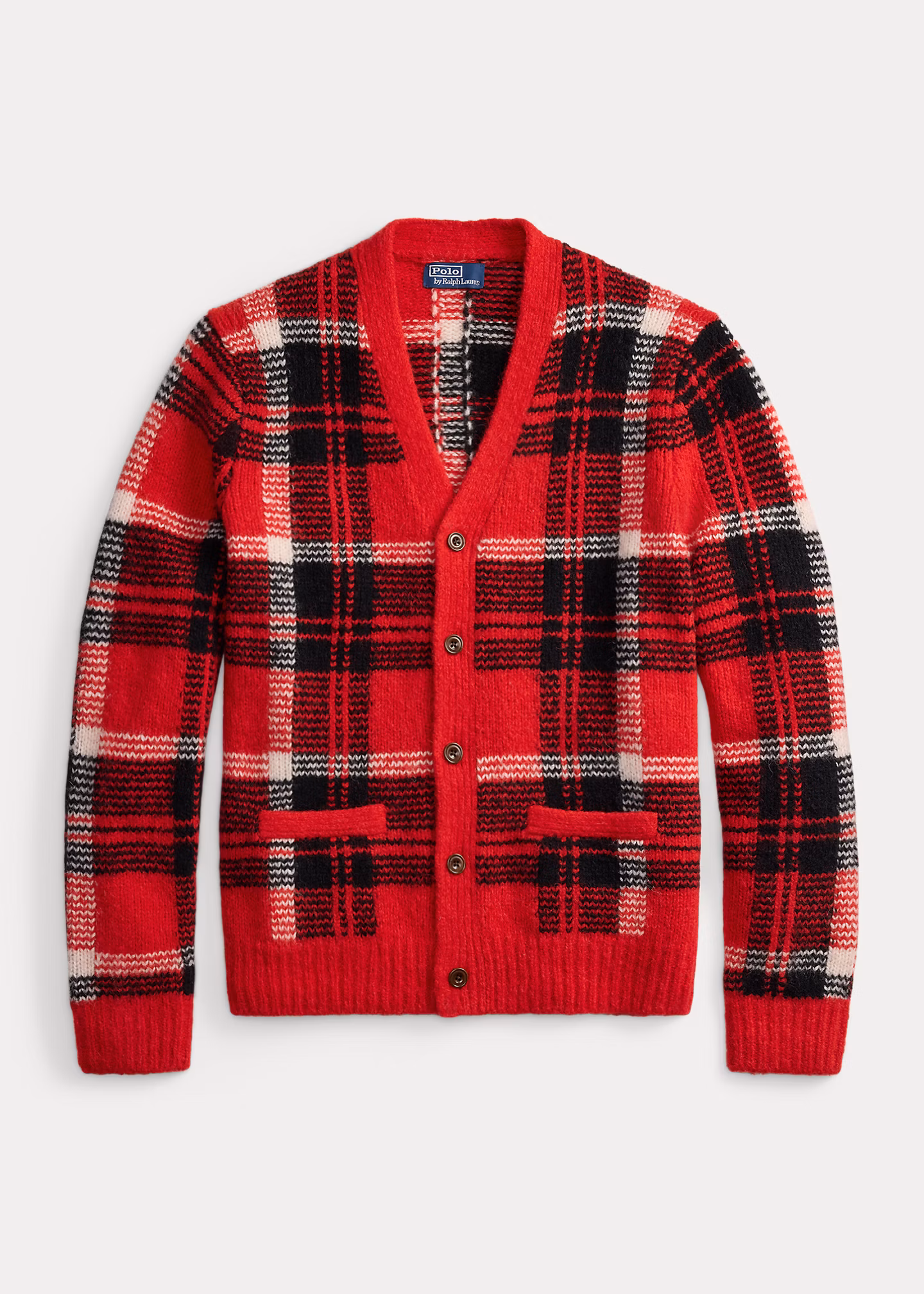 Karierte Strickjacke mit Wildlederbesatz - RALPH LAUREN OUTLET