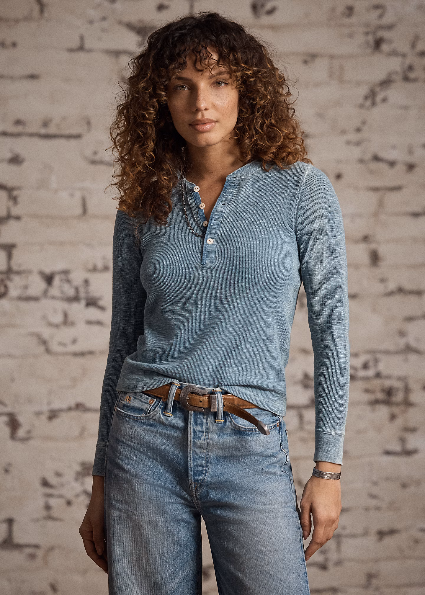 Waffel-Henley aus Baumwollstretch - RALPH LAUREN OUTLET