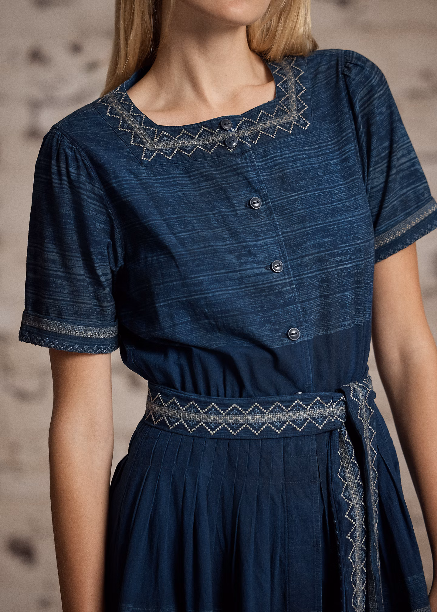 Besticktes Baumwollkleid in Indigo - RALPH LAUREN OUTLET