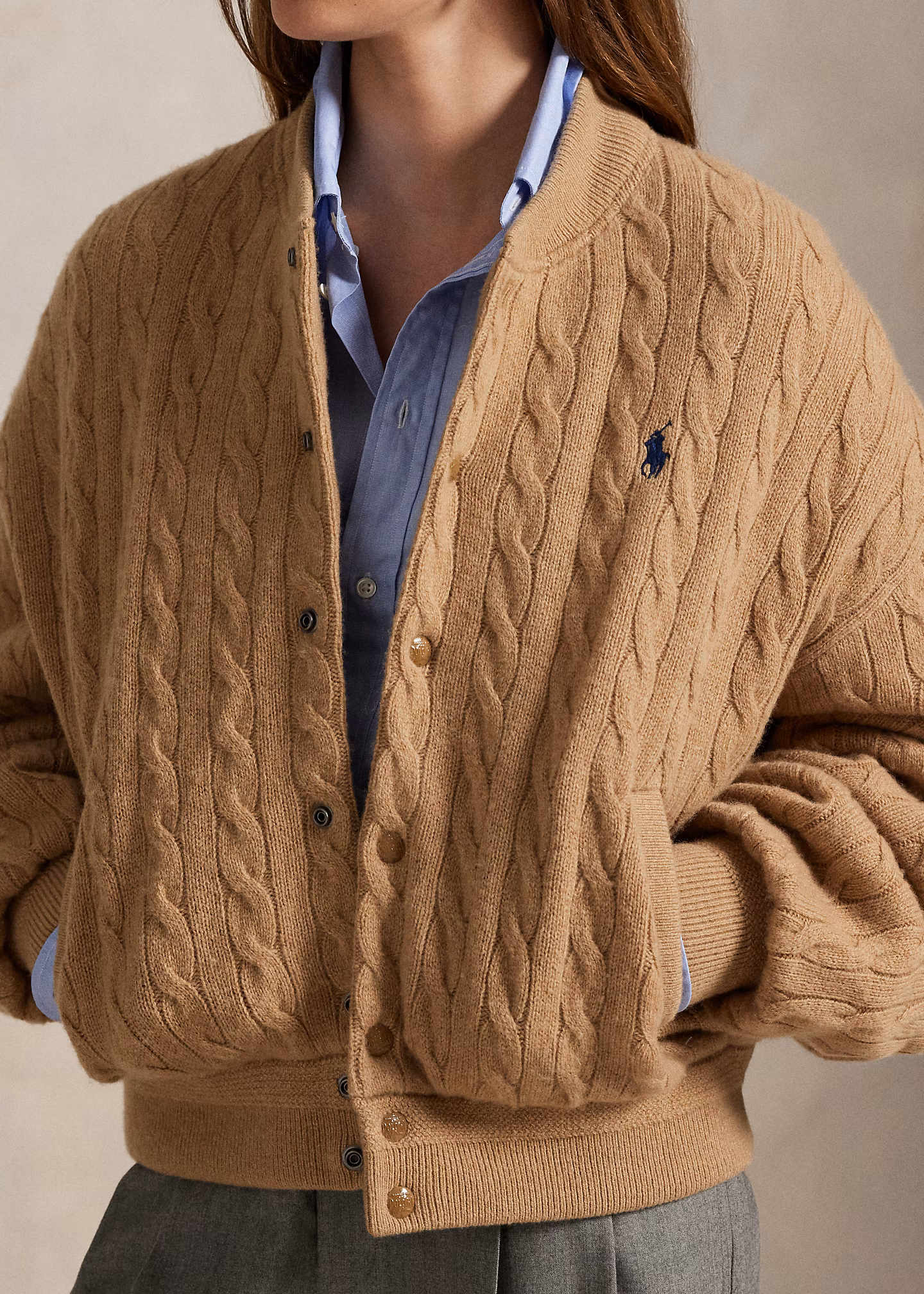 Woll-Kaschmir-Jacke mit Zopfmuster - RALPH LAUREN OUTLET