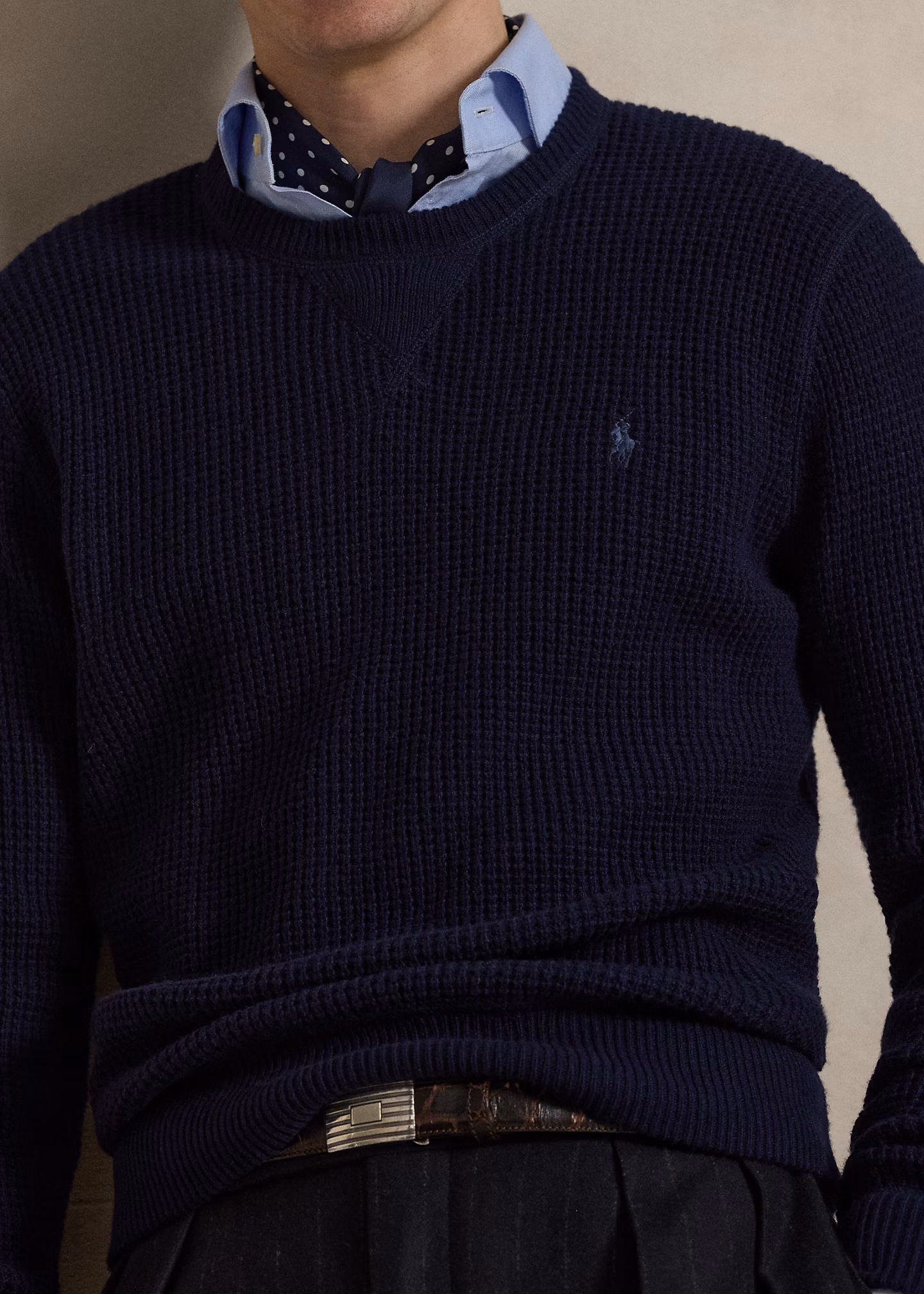 Woll-Baumwollpullover aus Waffelpiqué - RALPH LAUREN OUTLET