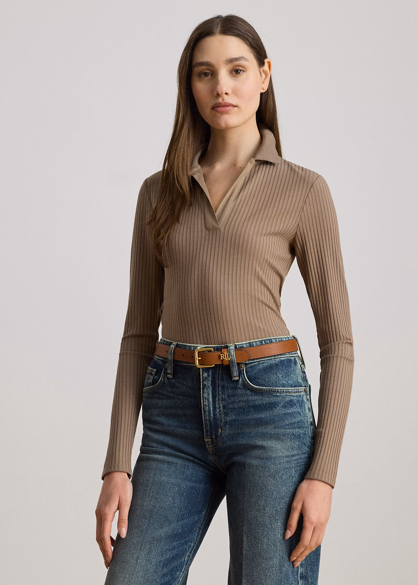 Langärmliges, geripptes Polo-Oberteil - RALPH LAUREN OUTLET