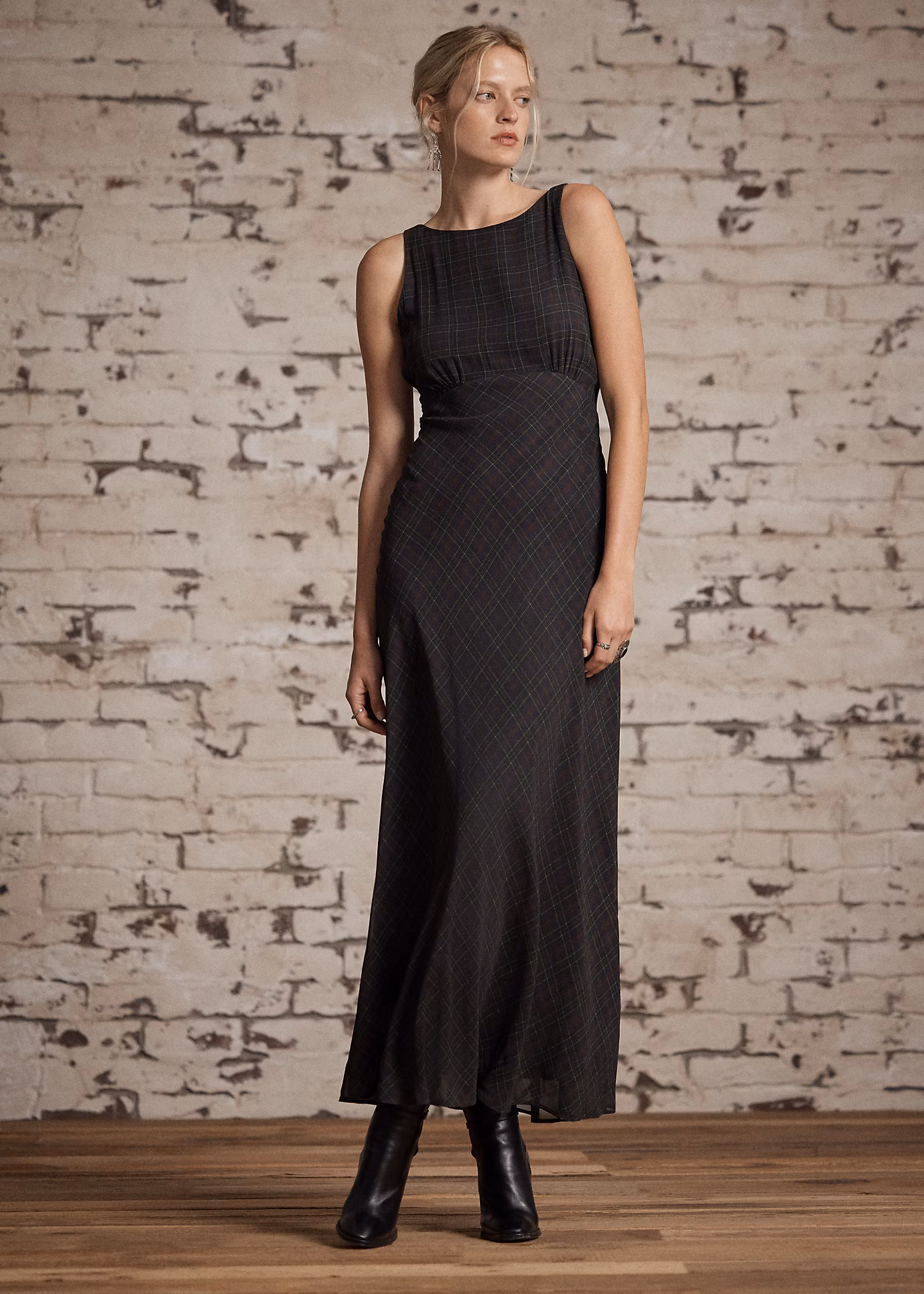 Kariertes Kleid aus Seidengeorgette - RALPH LAUREN OUTLET