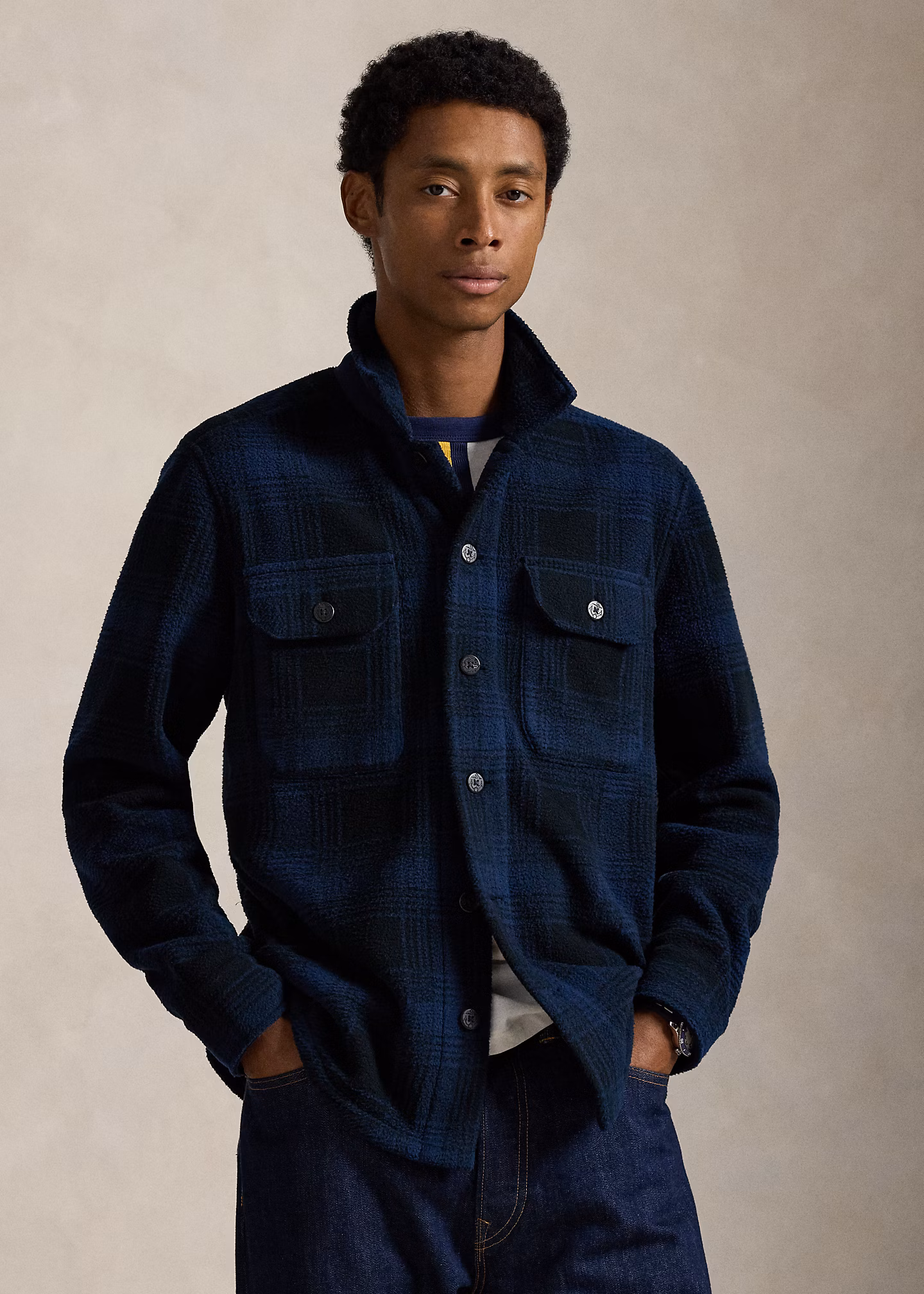 Karierte Hemdjacke aus Hochflor-Fleece - RALPH LAUREN OUTLET