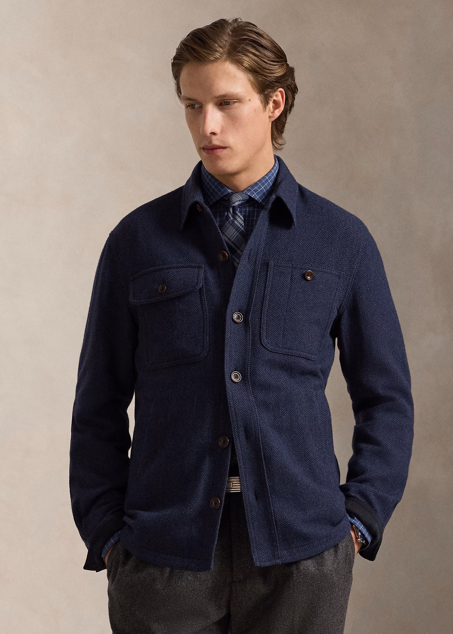 Wolljacke mit Fischgratmuster - RALPH LAUREN OUTLET