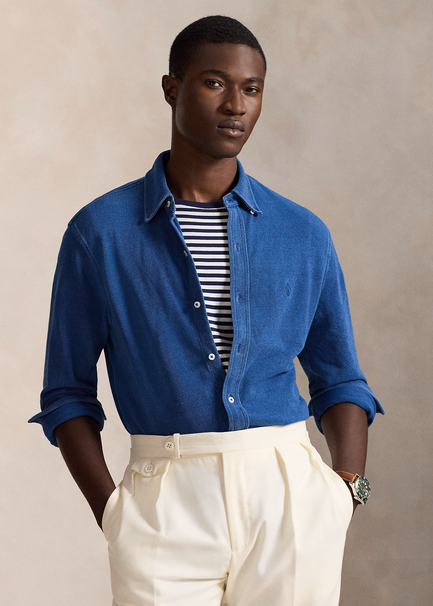 Federleichtes Piqué-Hemd in Indigo - RALPH LAUREN OUTLET