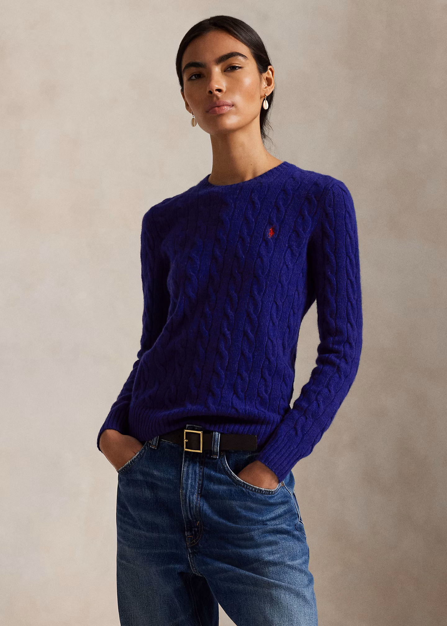 Woll-Kaschmir-Pullover mit Zopfmuster - RALPH LAUREN OUTLET