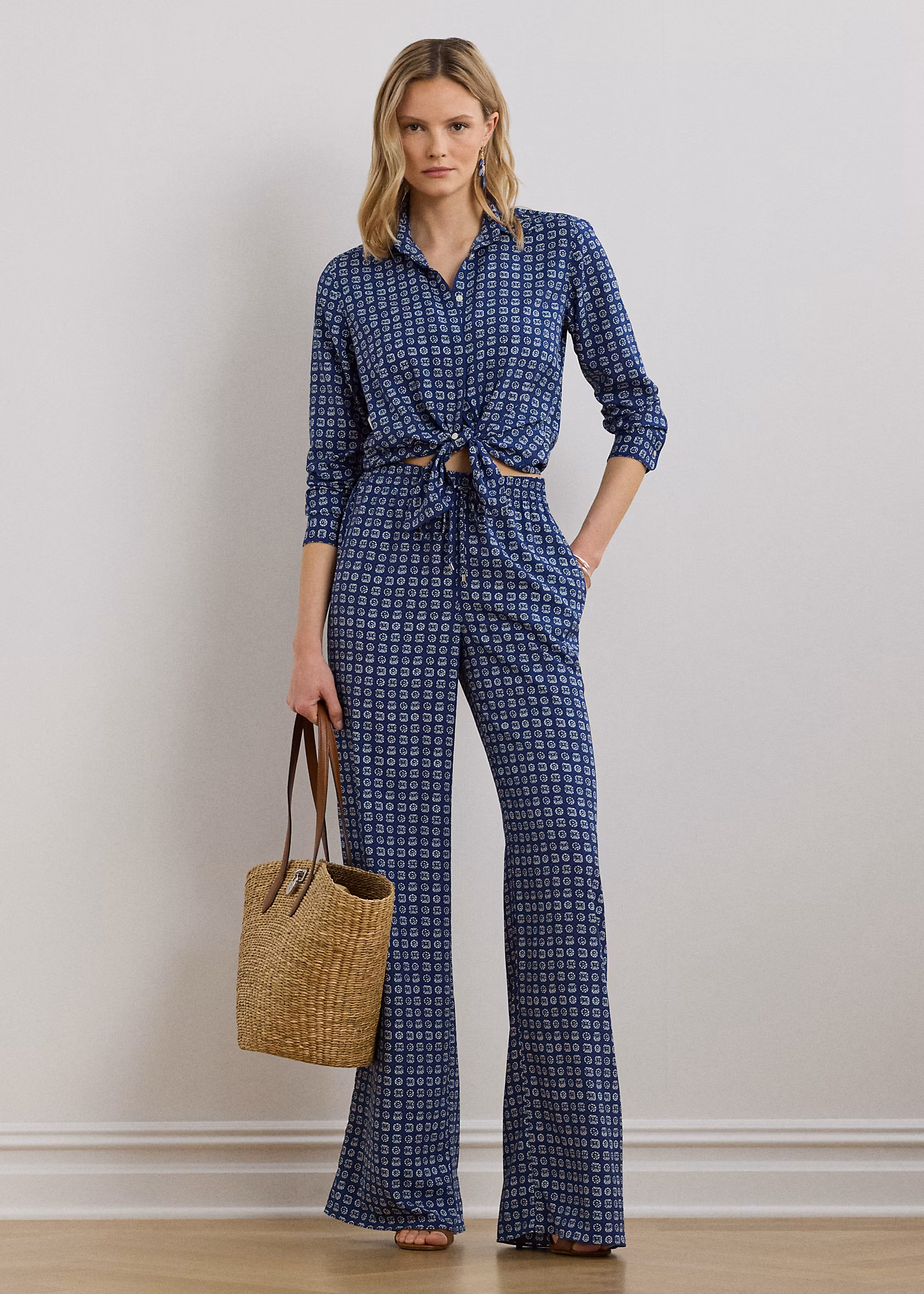 Gemusterte Crêpehose mit weitem Bein - RALPH LAUREN OUTLET