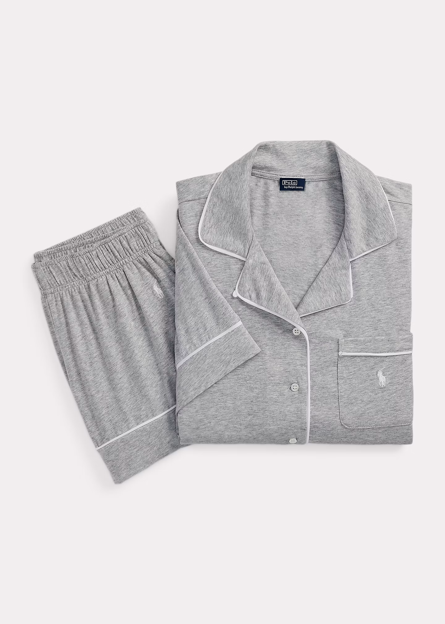 Kurzärmliger Jersey-Pyjama mit Paspeln - RALPH LAUREN OUTLET