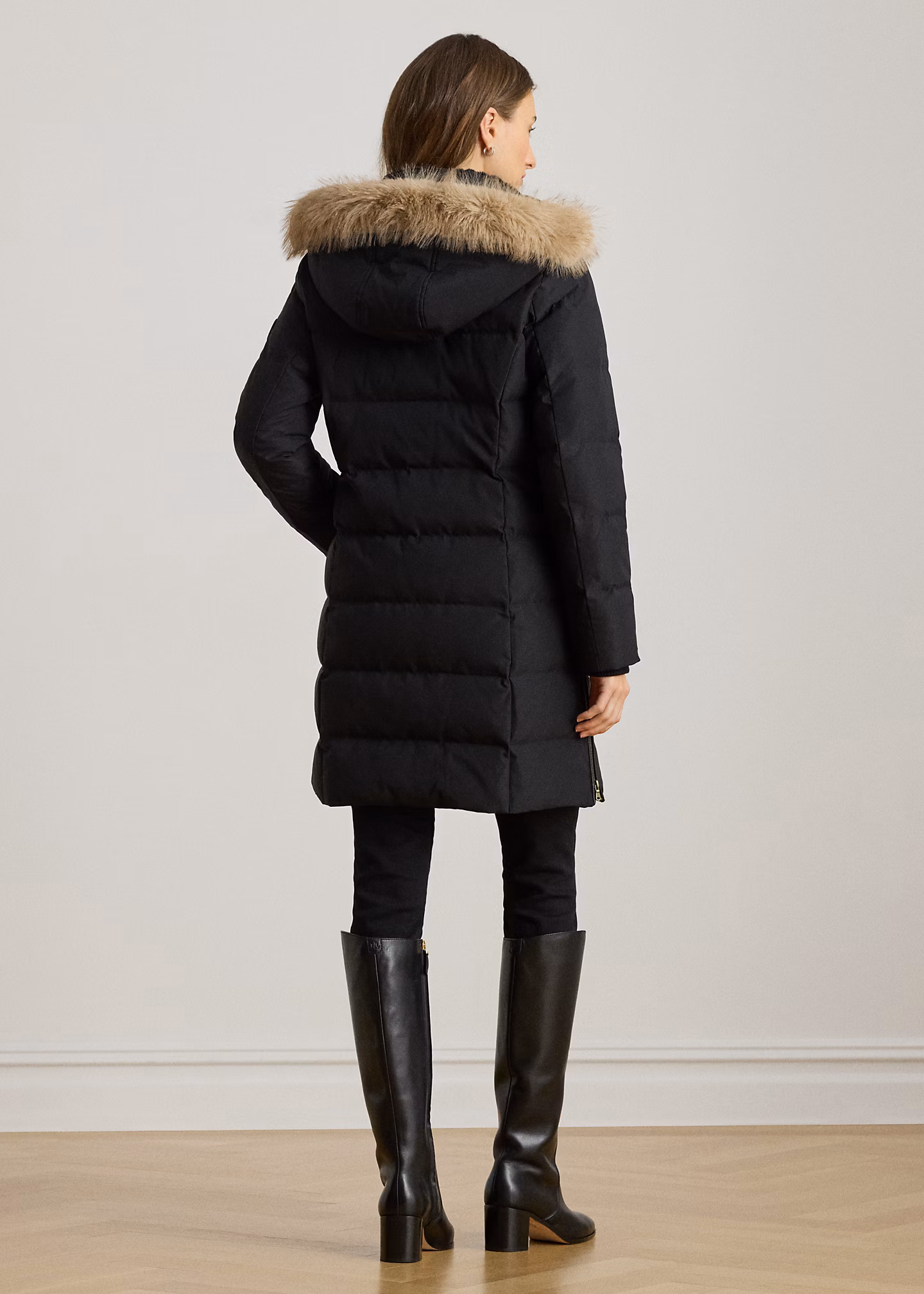 Daunenmantel mit Kapuze und Kunstpelz - RALPH LAUREN OUTLET