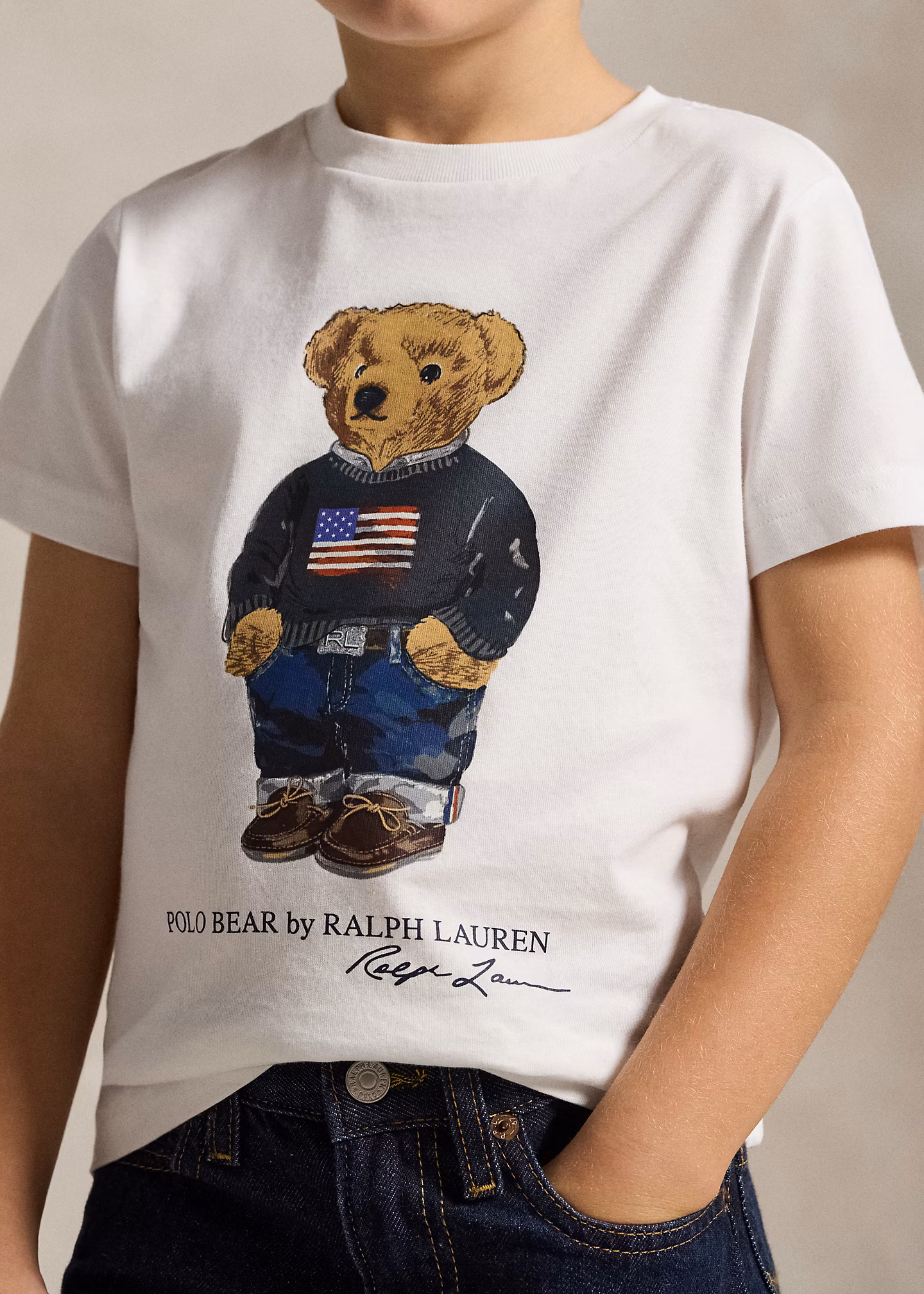 Baumwolljersey-T-Shirt mit Polo Bear - RALPH LAUREN OUTLET