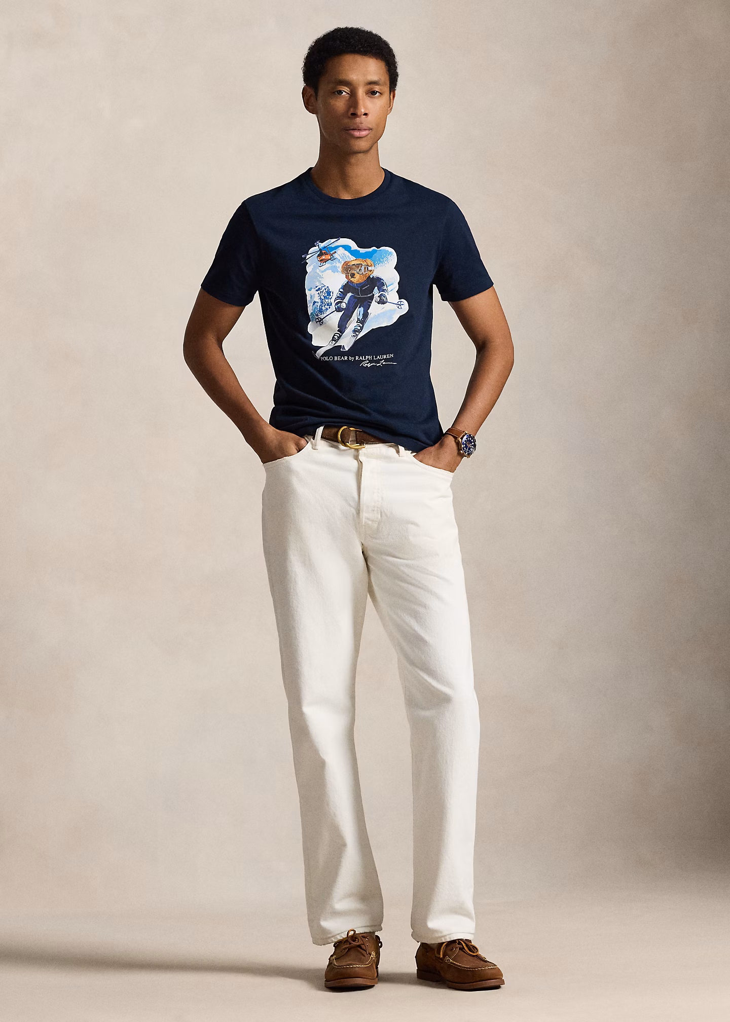 Custom-Slim-Fit T-Shirt mit Polo Bear - RALPH LAUREN OUTLET