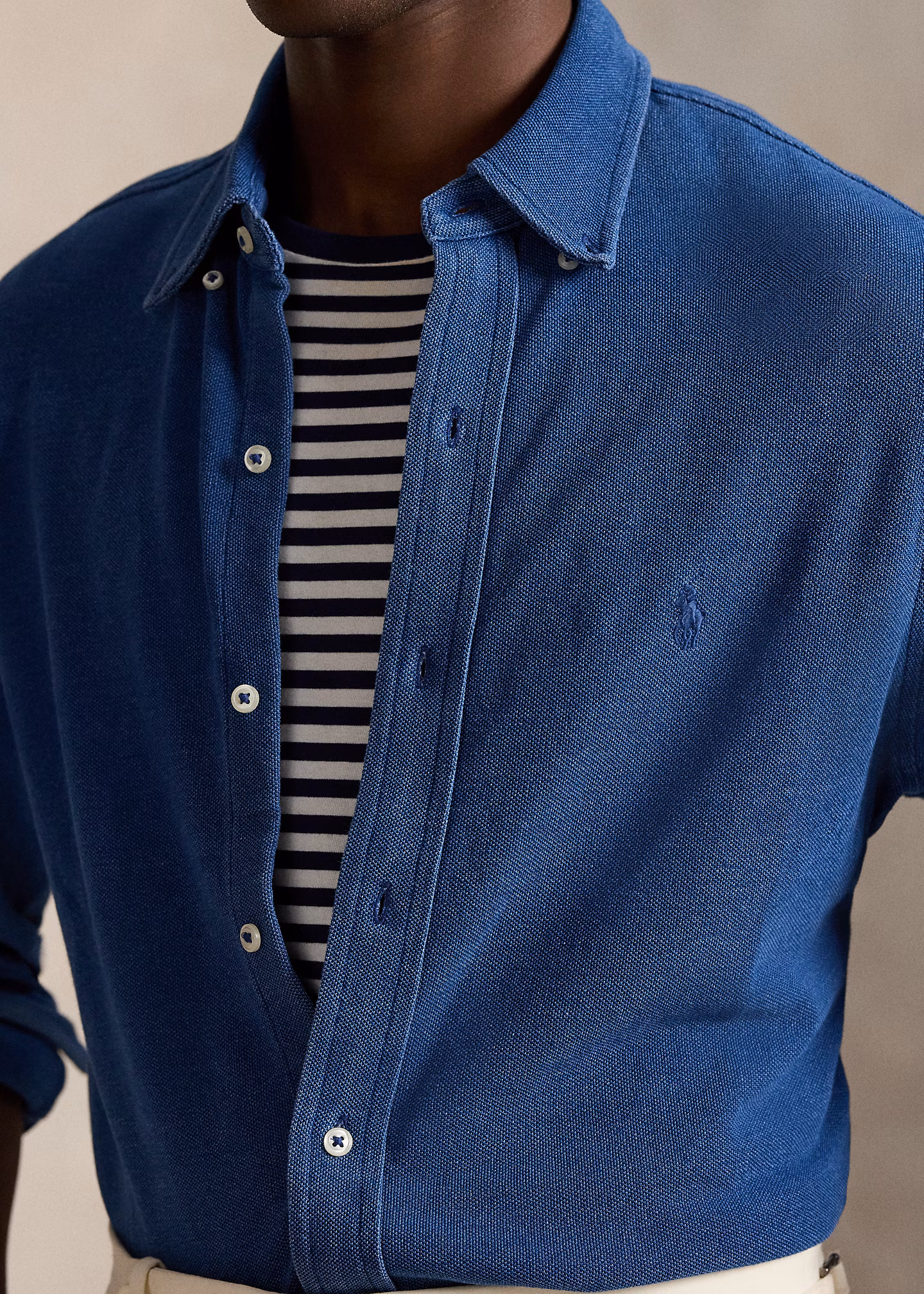 Federleichtes Piqué-Hemd in Indigo - RALPH LAUREN OUTLET