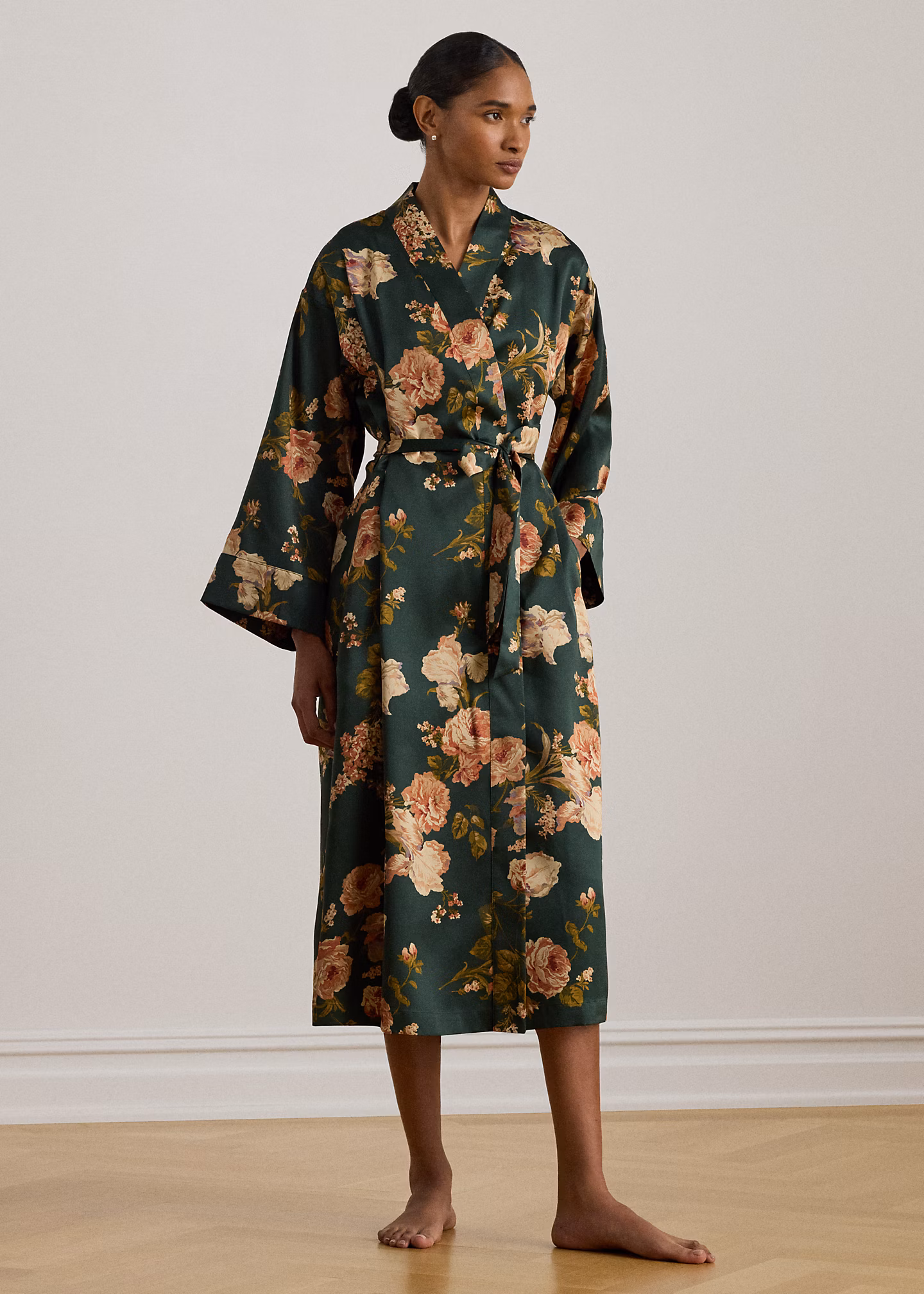 Langer geblümter Satin-Bademantel - RALPH LAUREN OUTLET