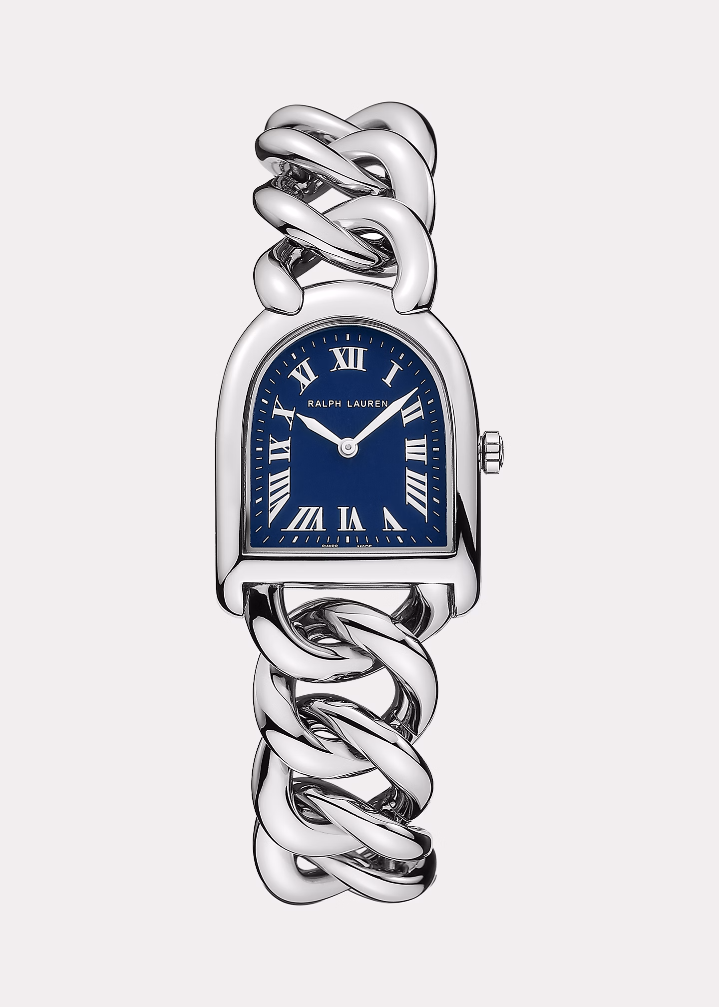 Stahl-Armbanduhr mit blauem Zifferblatt - RALPH LAUREN OUTLET