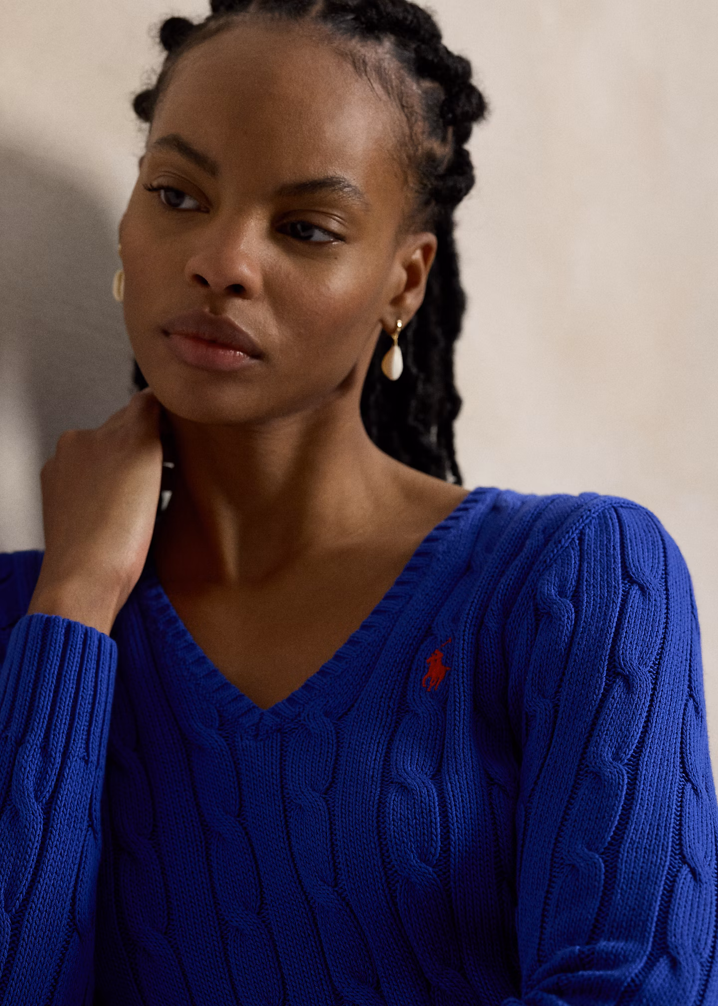 Zopfmusterpullover mit V-Ausschnitt - RALPH LAUREN OUTLET