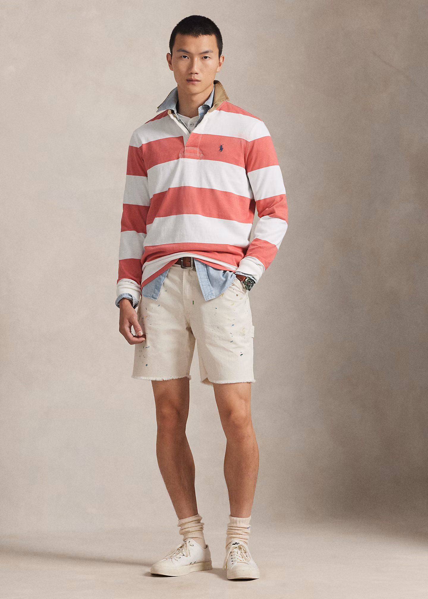 Classic-Fit Rugbyhemd mit Khaki-Kragen - RALPH LAUREN OUTLET
