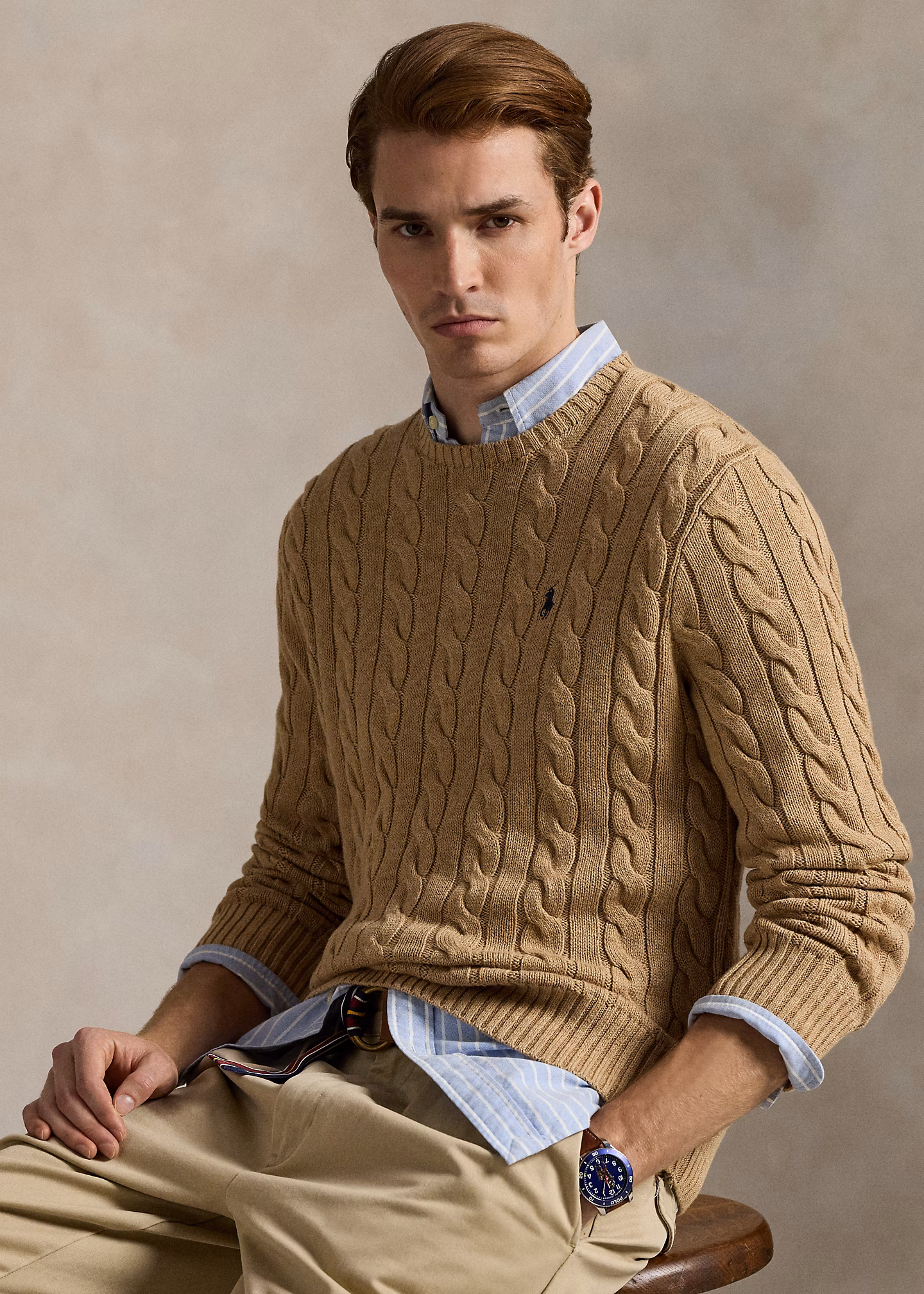 Baumwollpullover mit Zopfmuster - RALPH LAUREN OUTLET