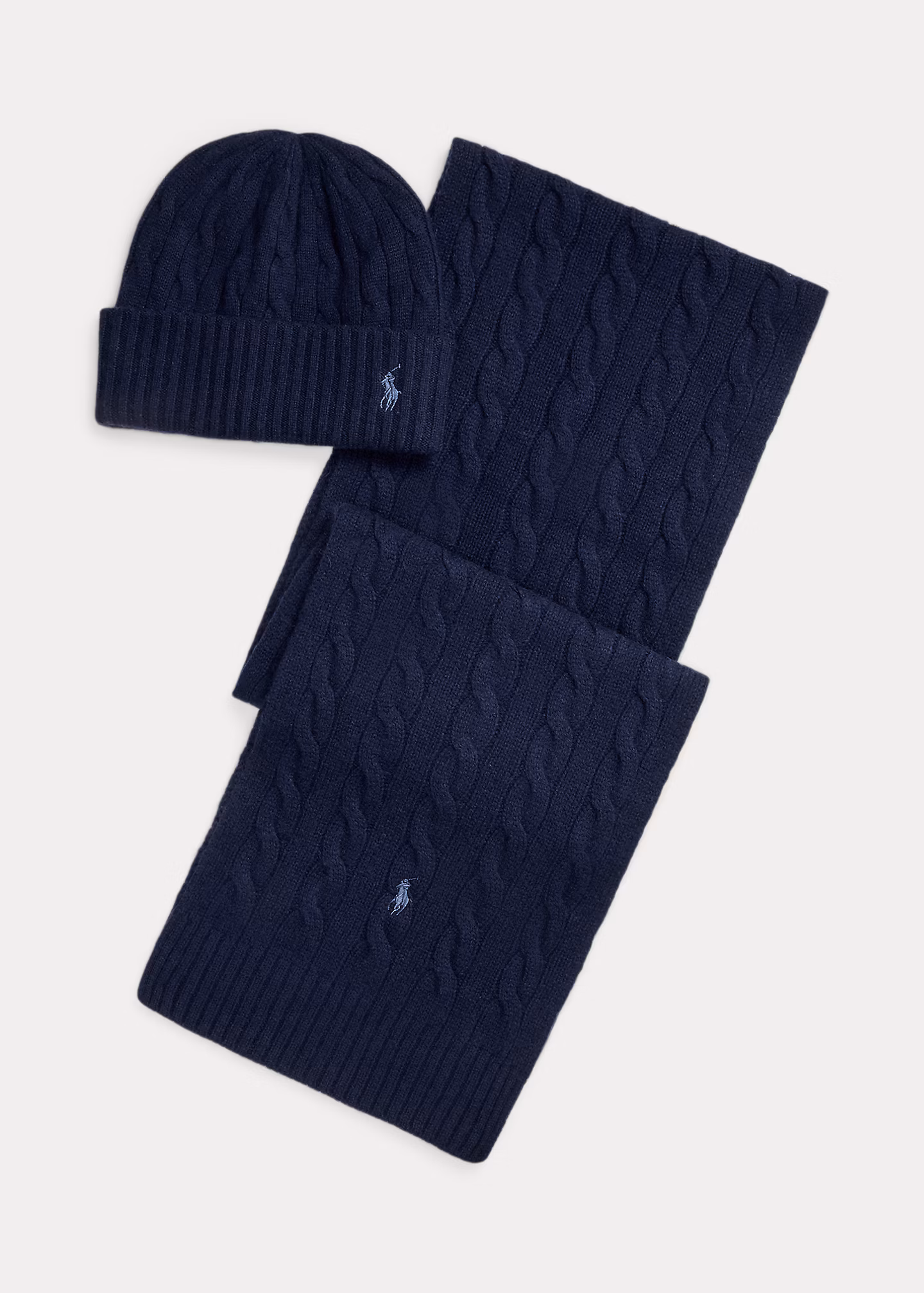 Kaschmirmütze und -schal mit Zopfmuster - RALPH LAUREN OUTLET