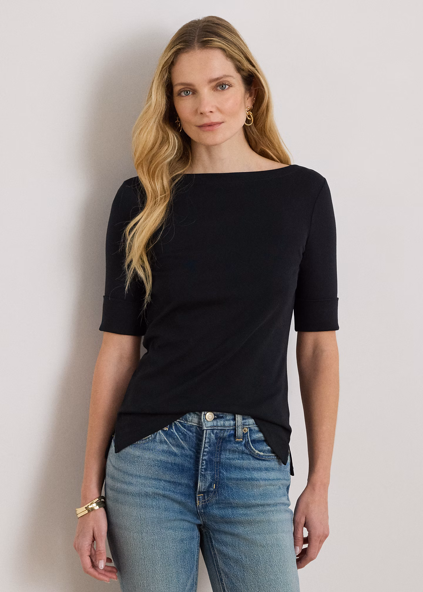 T-Shirt mit U-Boot-Ausschnitt - RALPH LAUREN OUTLET
