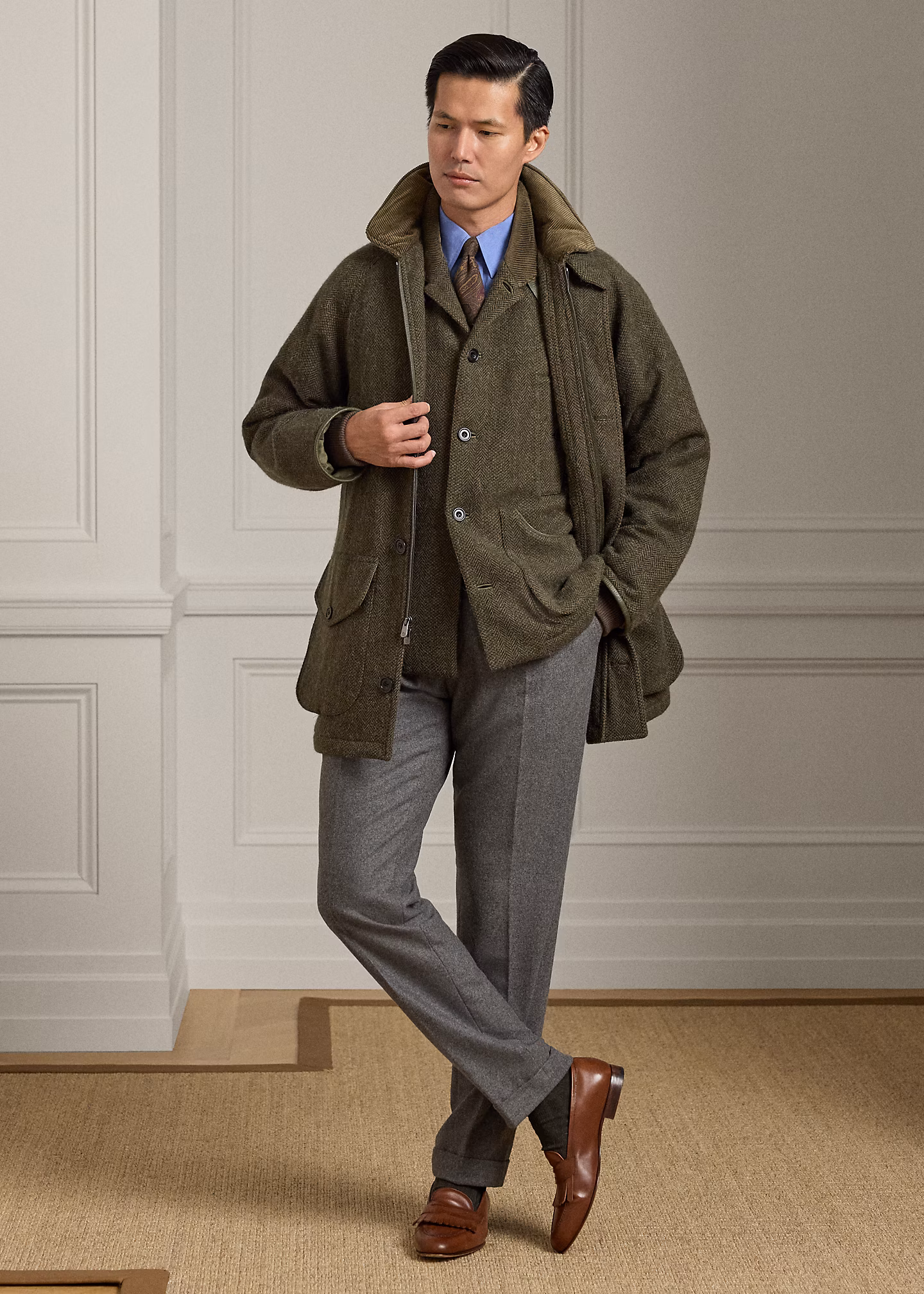 Woll-Kaschmir-Jacke mit Fischgratmuster - RALPH LAUREN OUTLET