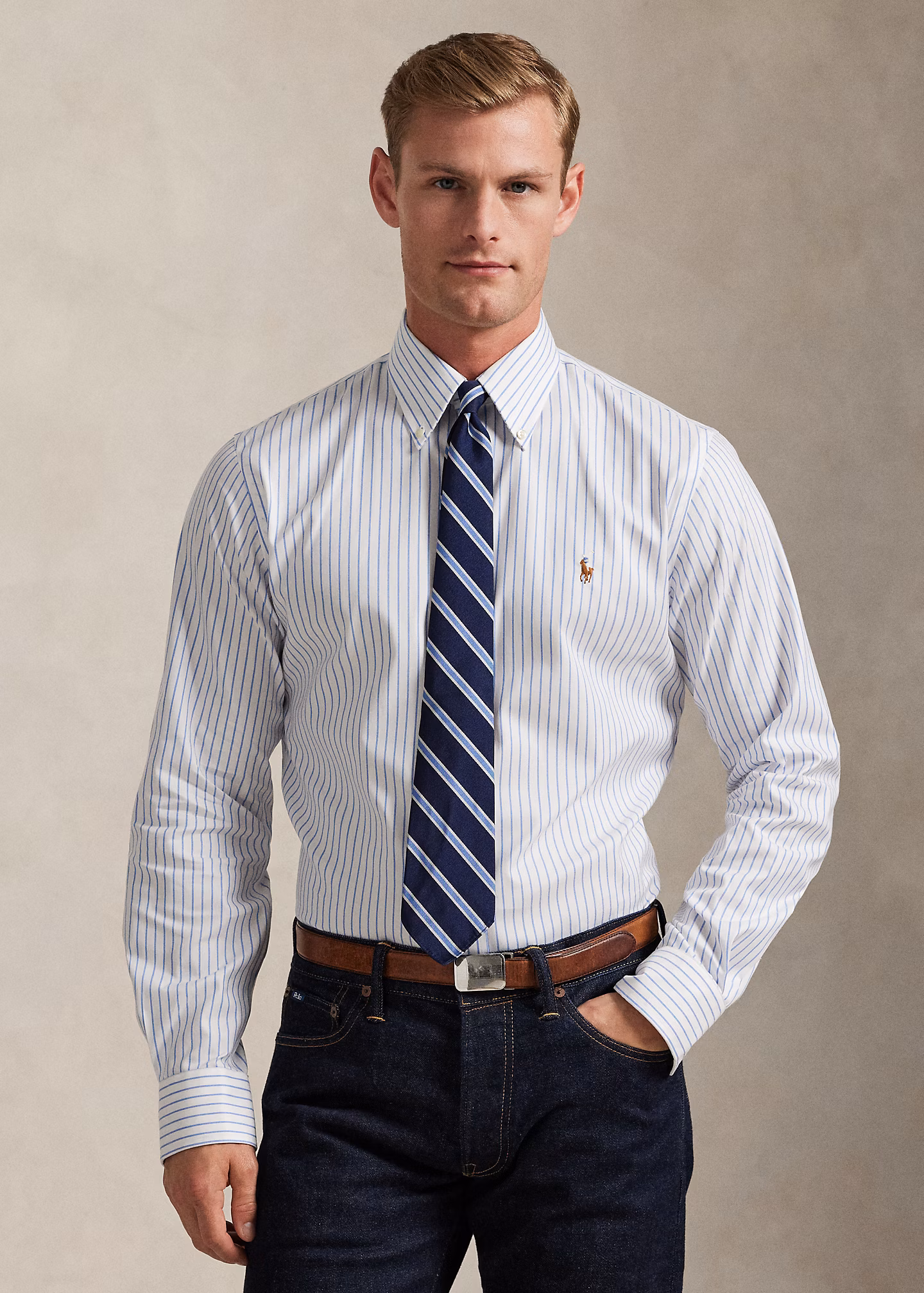 Gestreiftes Custom-Fit Oxfordhemd - RALPH LAUREN OUTLET