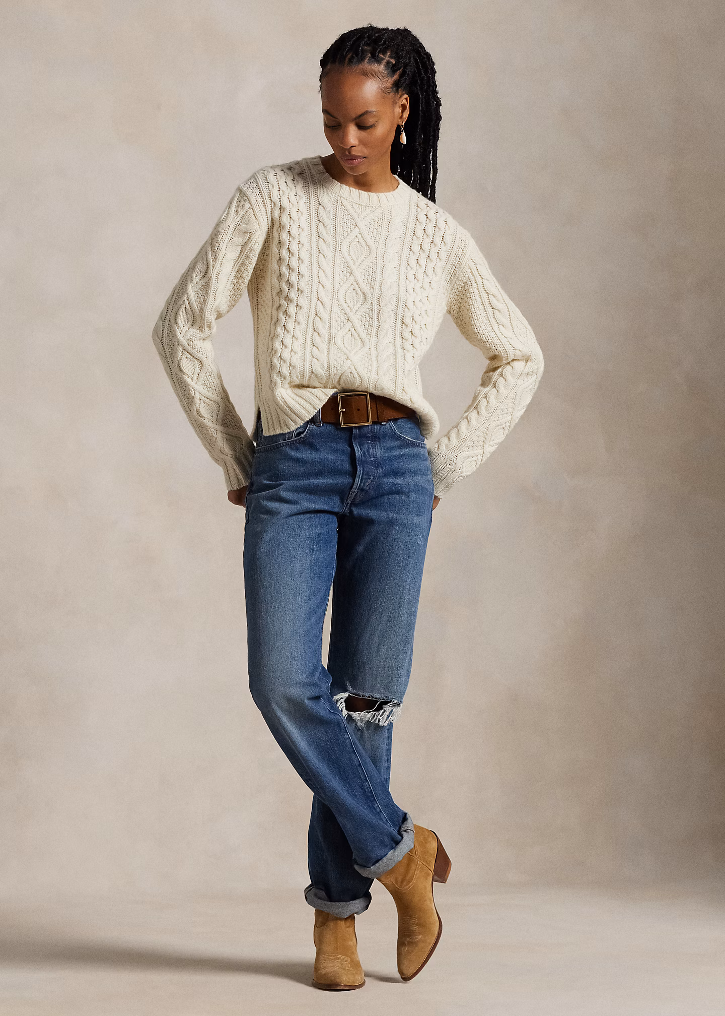 Aran-Strickpullover aus Wollmischung - RALPH LAUREN OUTLET