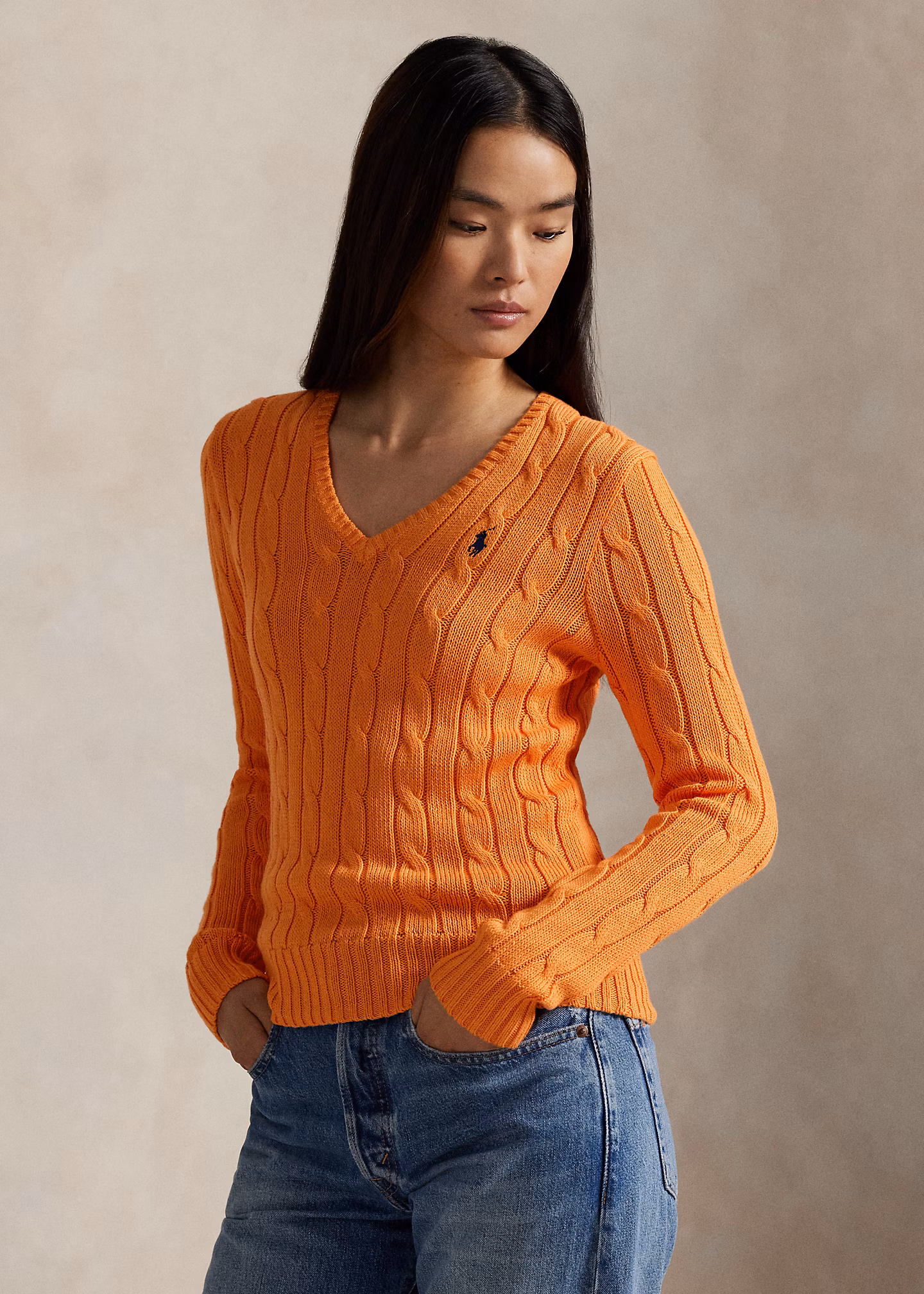 Zopfmusterpullover mit V-Ausschnitt - RALPH LAUREN OUTLET