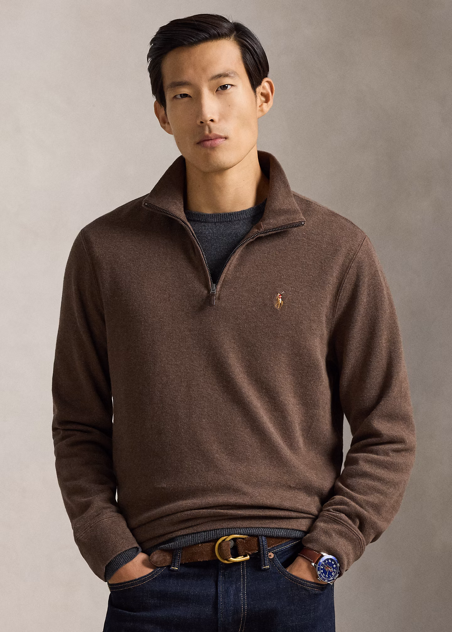 Rippenpullover mit Viertelreißverschluss - RALPH LAUREN OUTLET