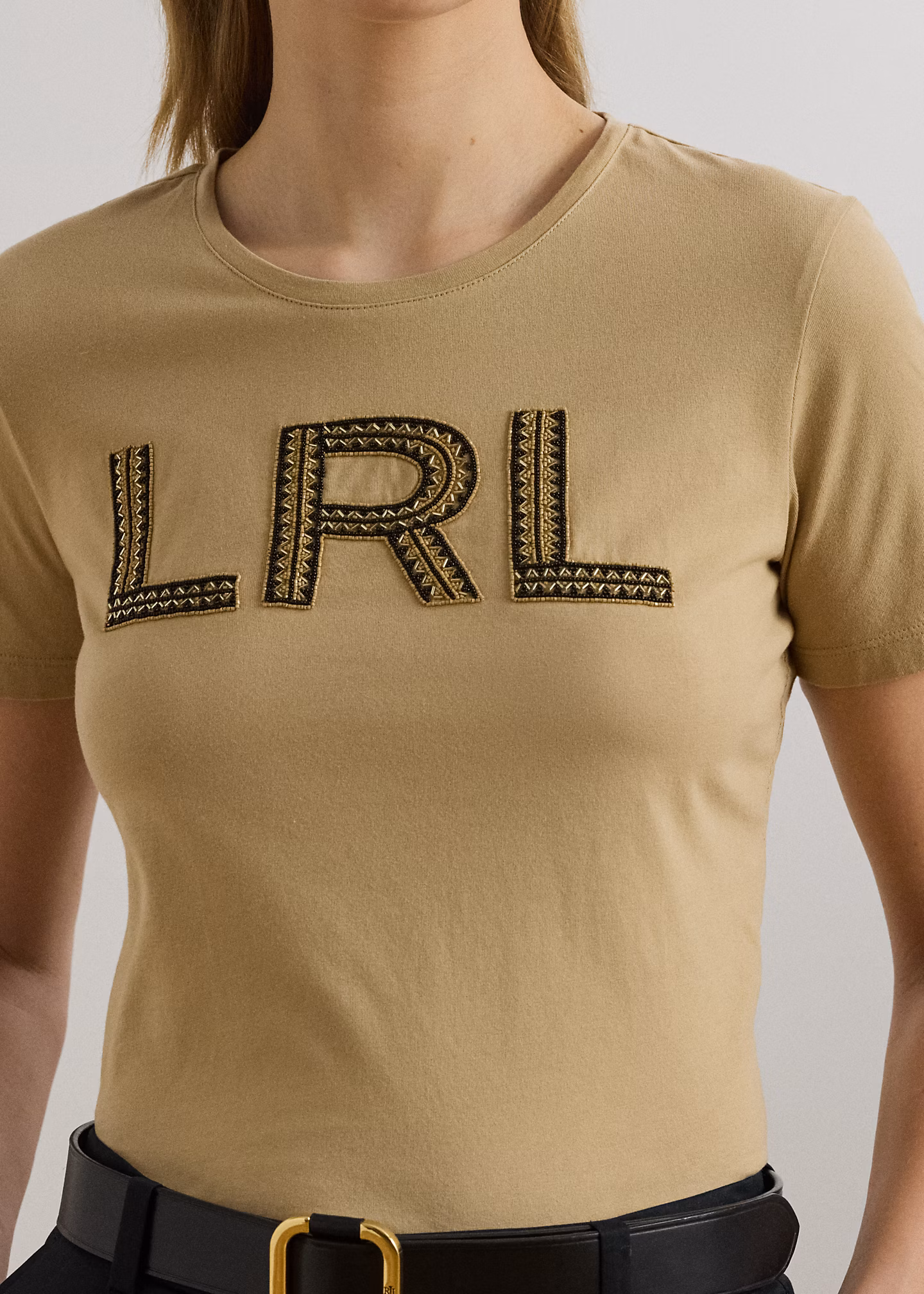 Baumwolljersey-T-Shirt mit Perlenlogo - RALPH LAUREN OUTLET