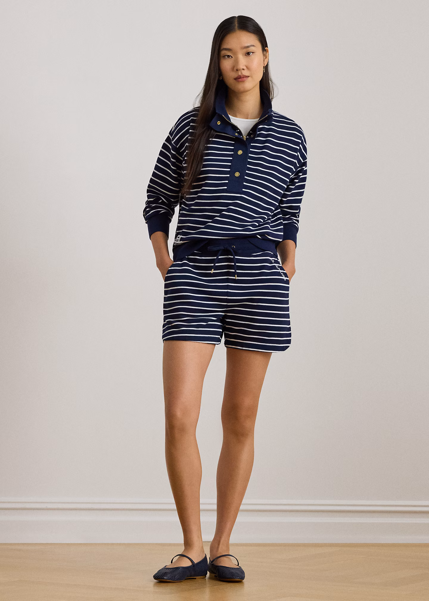 Gestreifte Terry-Shorts mit Tunnelzug - RALPH LAUREN OUTLET