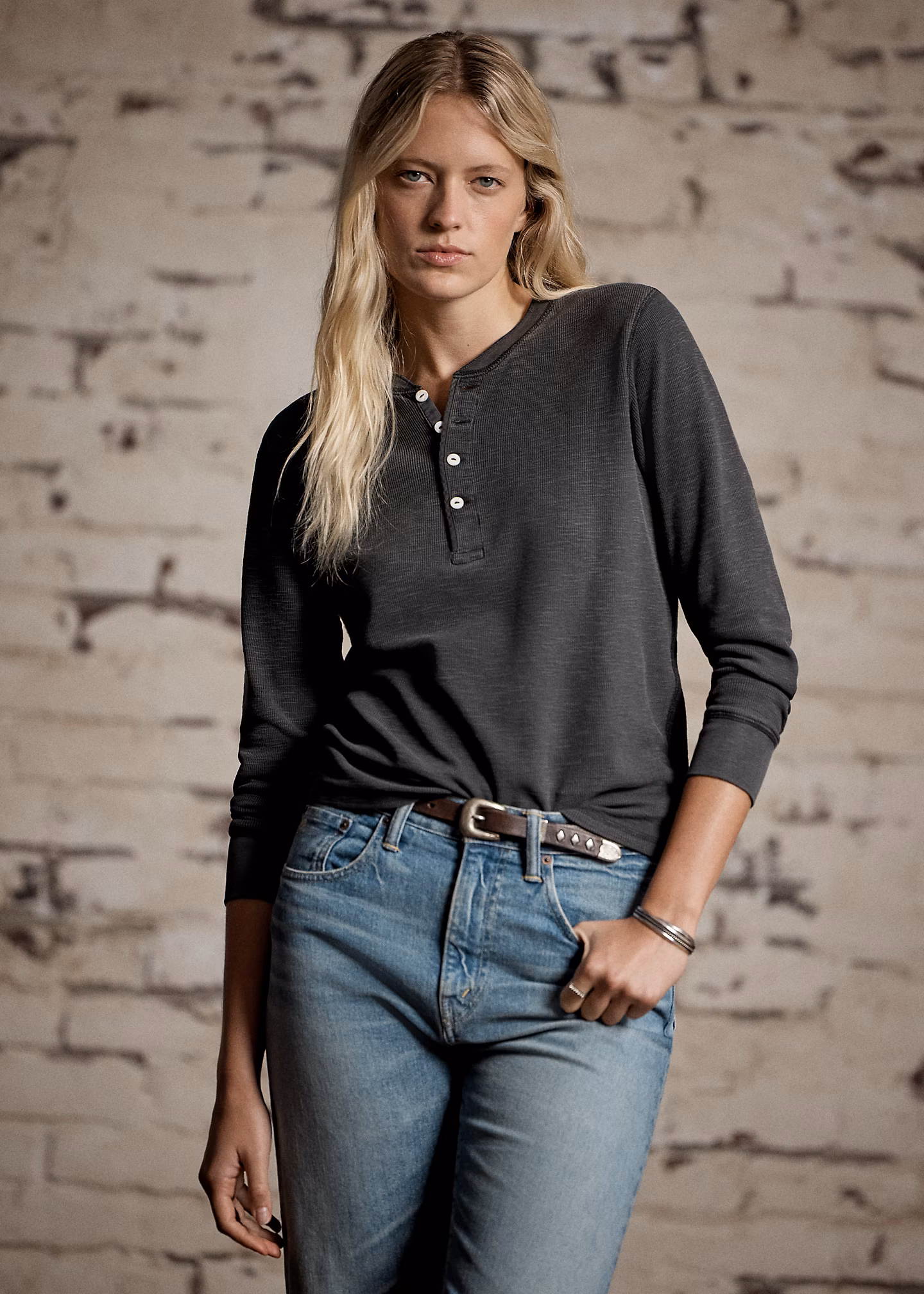 Waffel-Henley aus Baumwolljacquard - RALPH LAUREN OUTLET