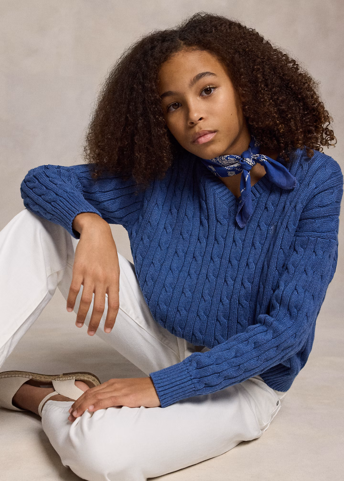 Zopfmusterpullover mit V-Ausschnitt - RALPH LAUREN OUTLET