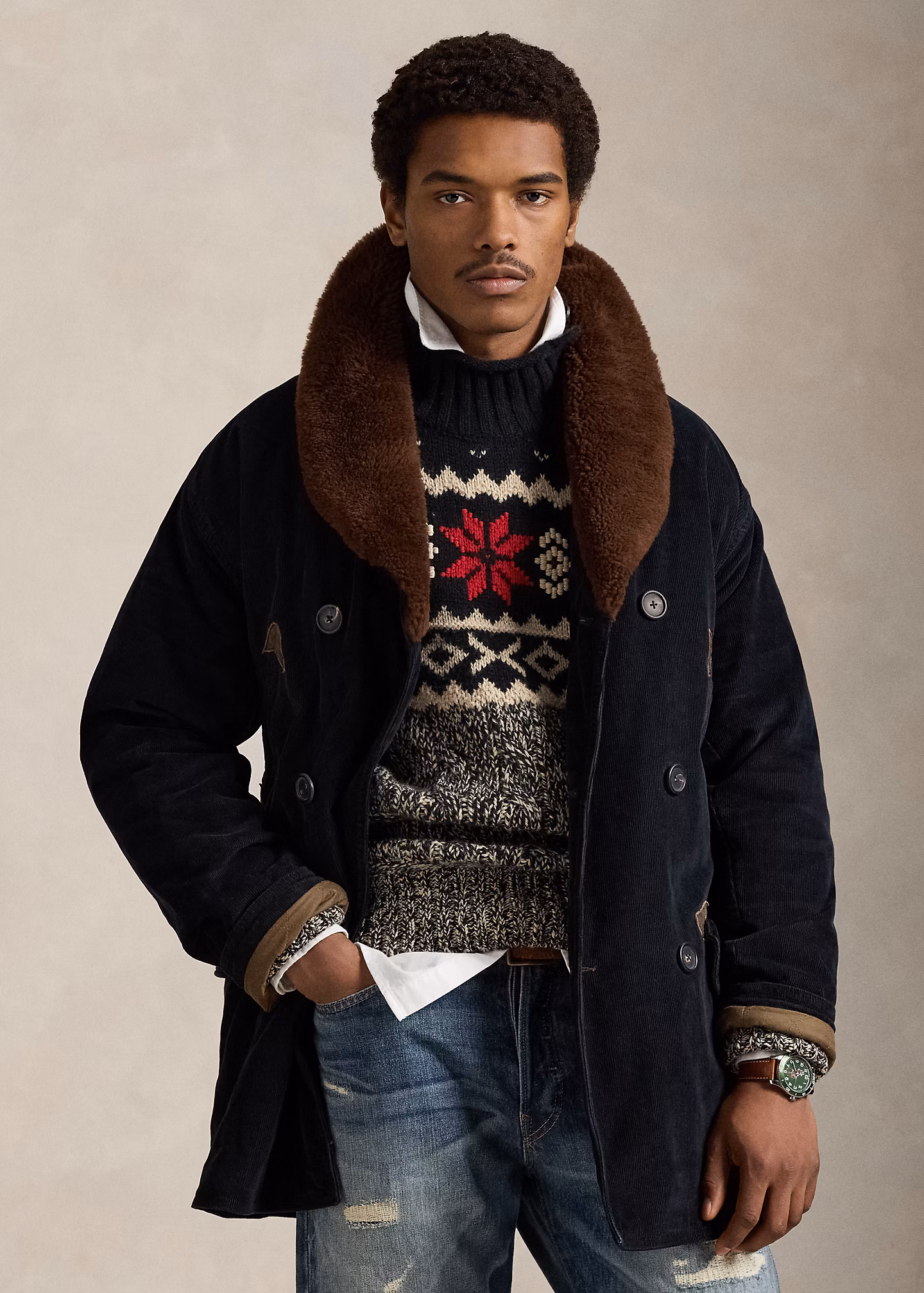 Ranch-Mantel mit Lammfellkragen - RALPH LAUREN OUTLET