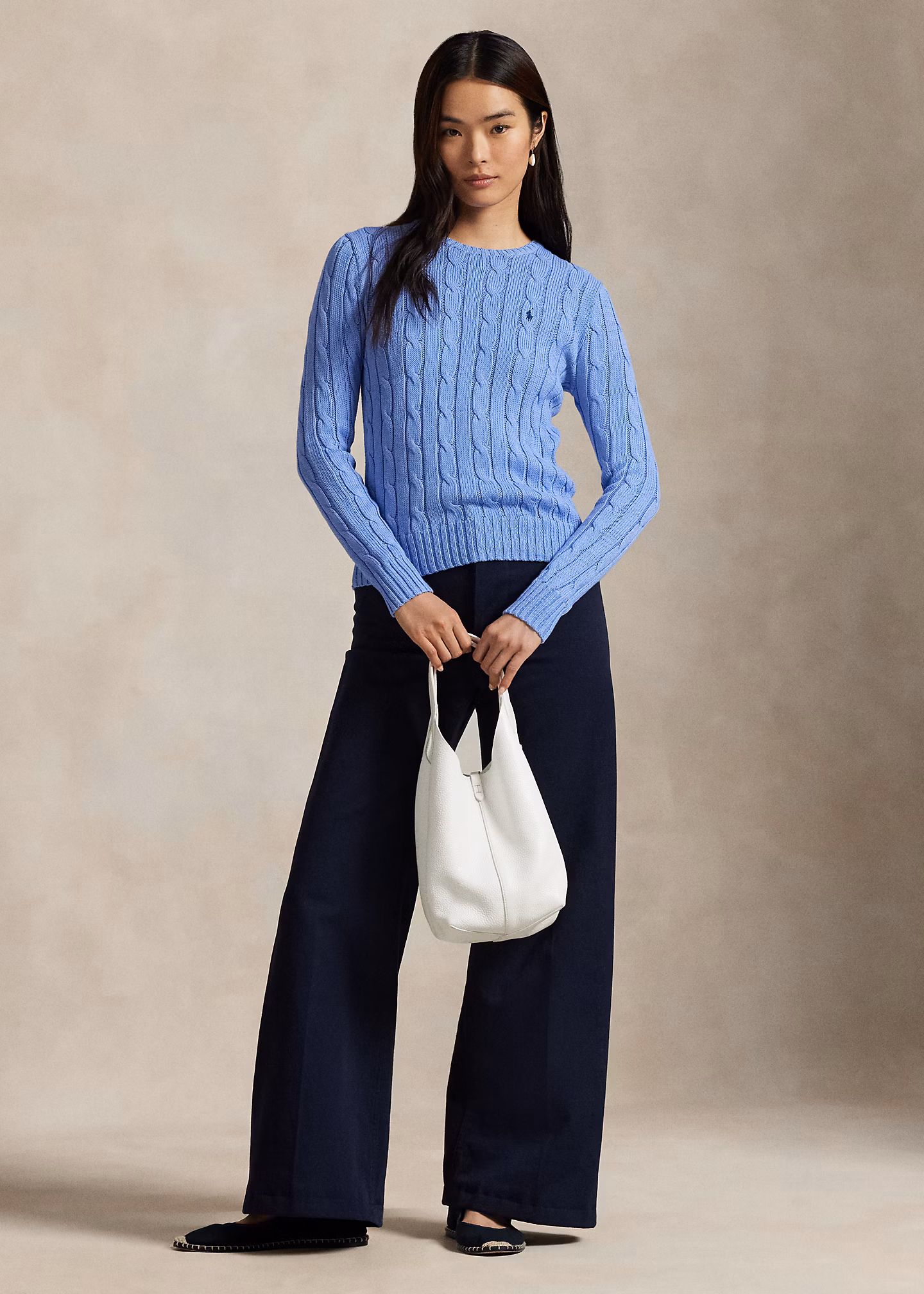 Baumwoll-Rundhalspullover mit Zopfmuster - RALPH LAUREN OUTLET