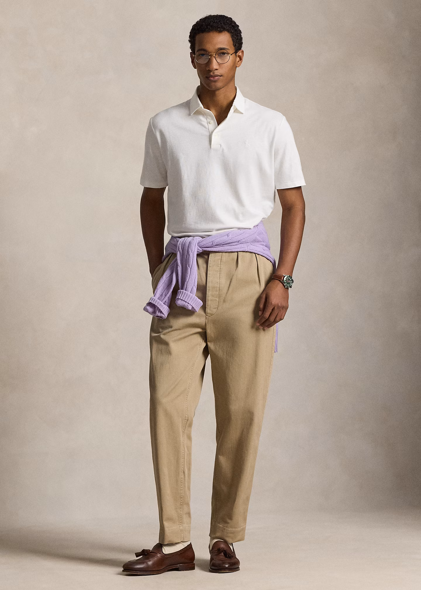Classic-Fit Piqué-Poloshirt mit Leinen - RALPH LAUREN OUTLET