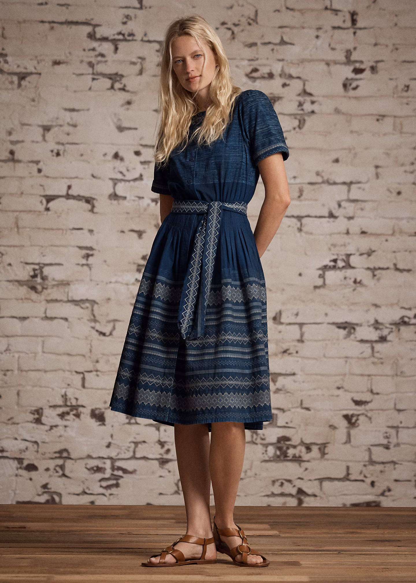 Besticktes Baumwollkleid in Indigo - RALPH LAUREN OUTLET