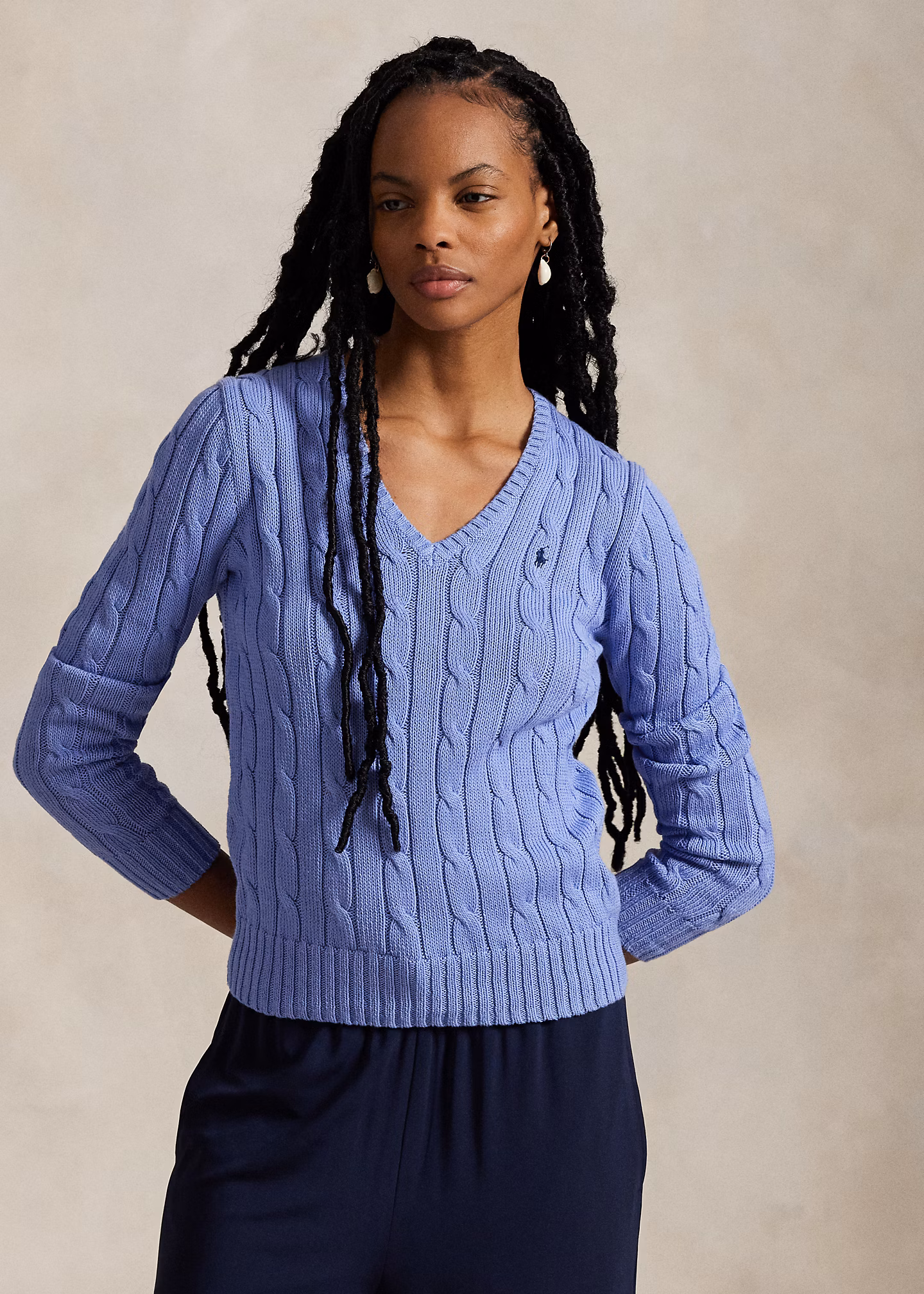 Zopfmusterpullover mit V-Ausschnitt - RALPH LAUREN OUTLET