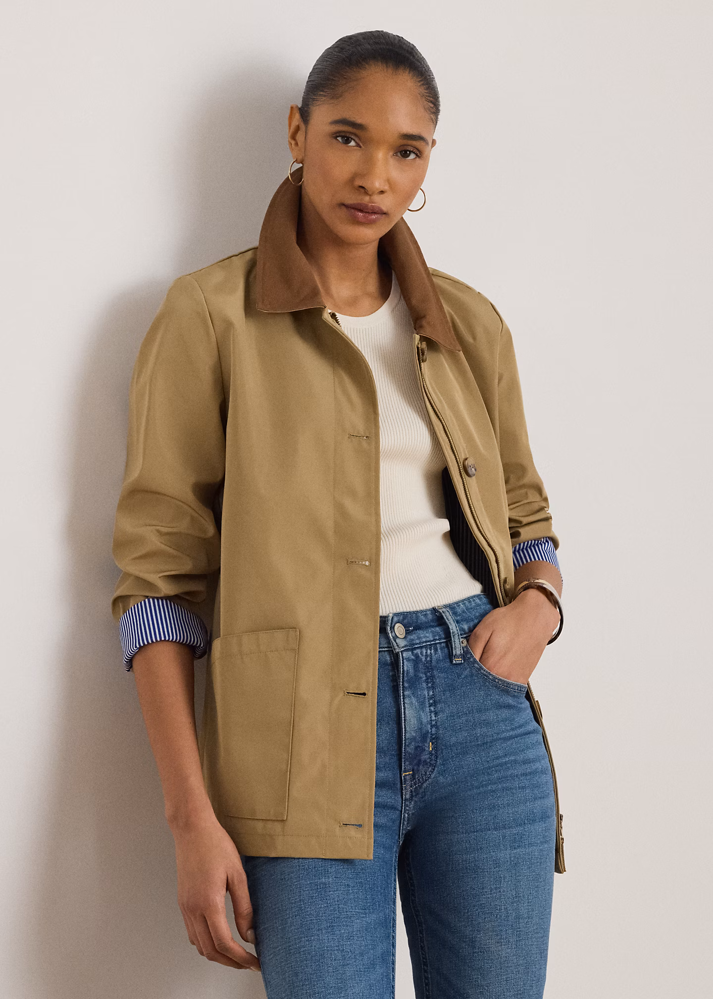 Jersey-Steppjacke mit Twillbesatz - RALPH LAUREN OUTLET