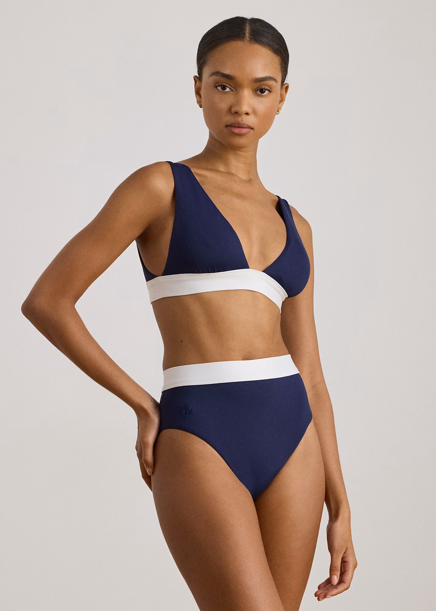 Zweifarbige Bikinihose mit hoher Taille - RALPH LAUREN OUTLET