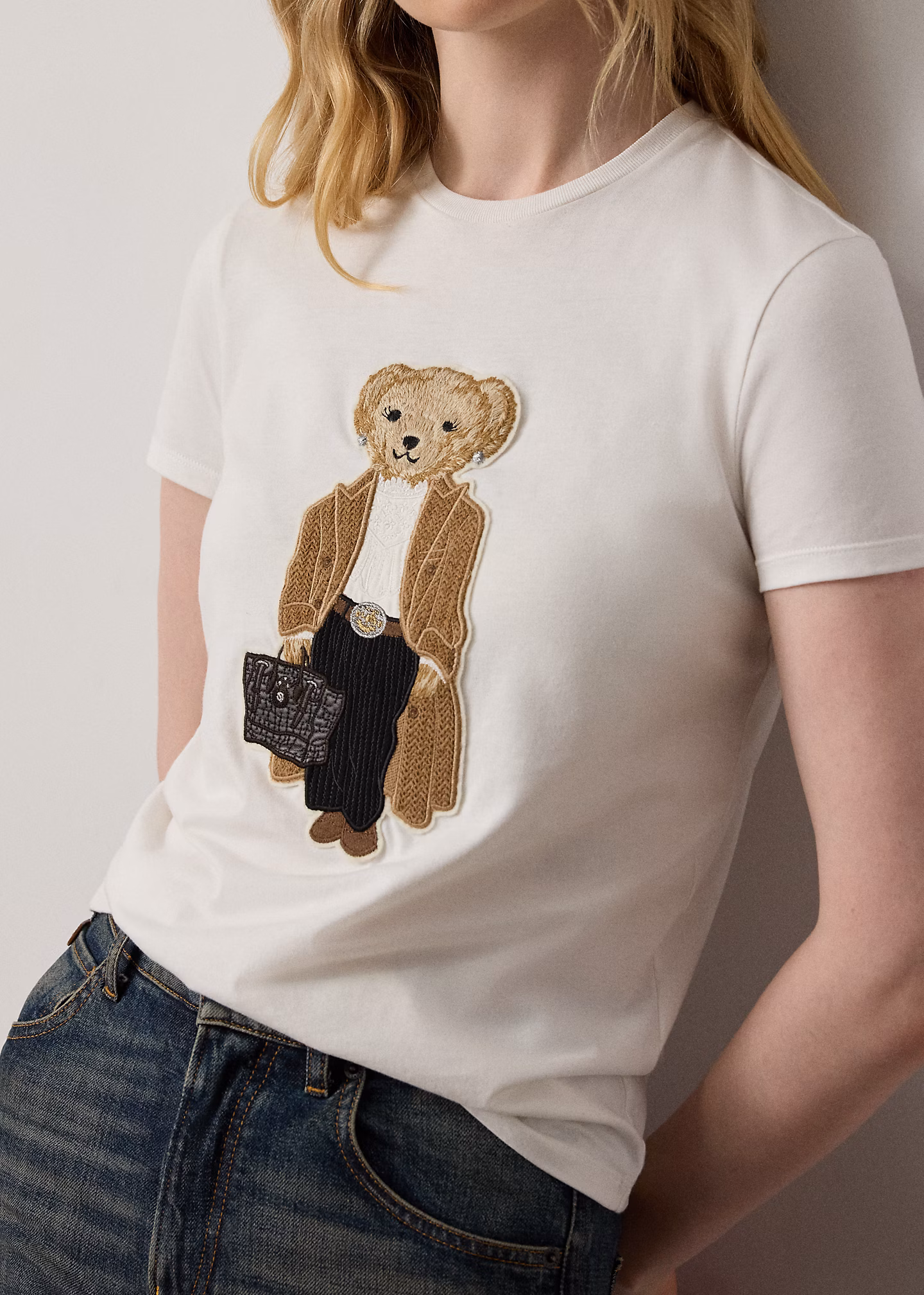Baumwoll-T-Shirt mit Fall Polo Bear - RALPH LAUREN OUTLET