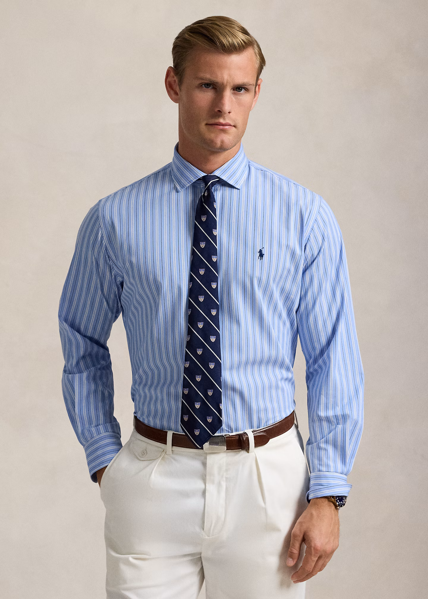 Gestreiftes Custom-Fit Hemd aus Popeline - RALPH LAUREN OUTLET