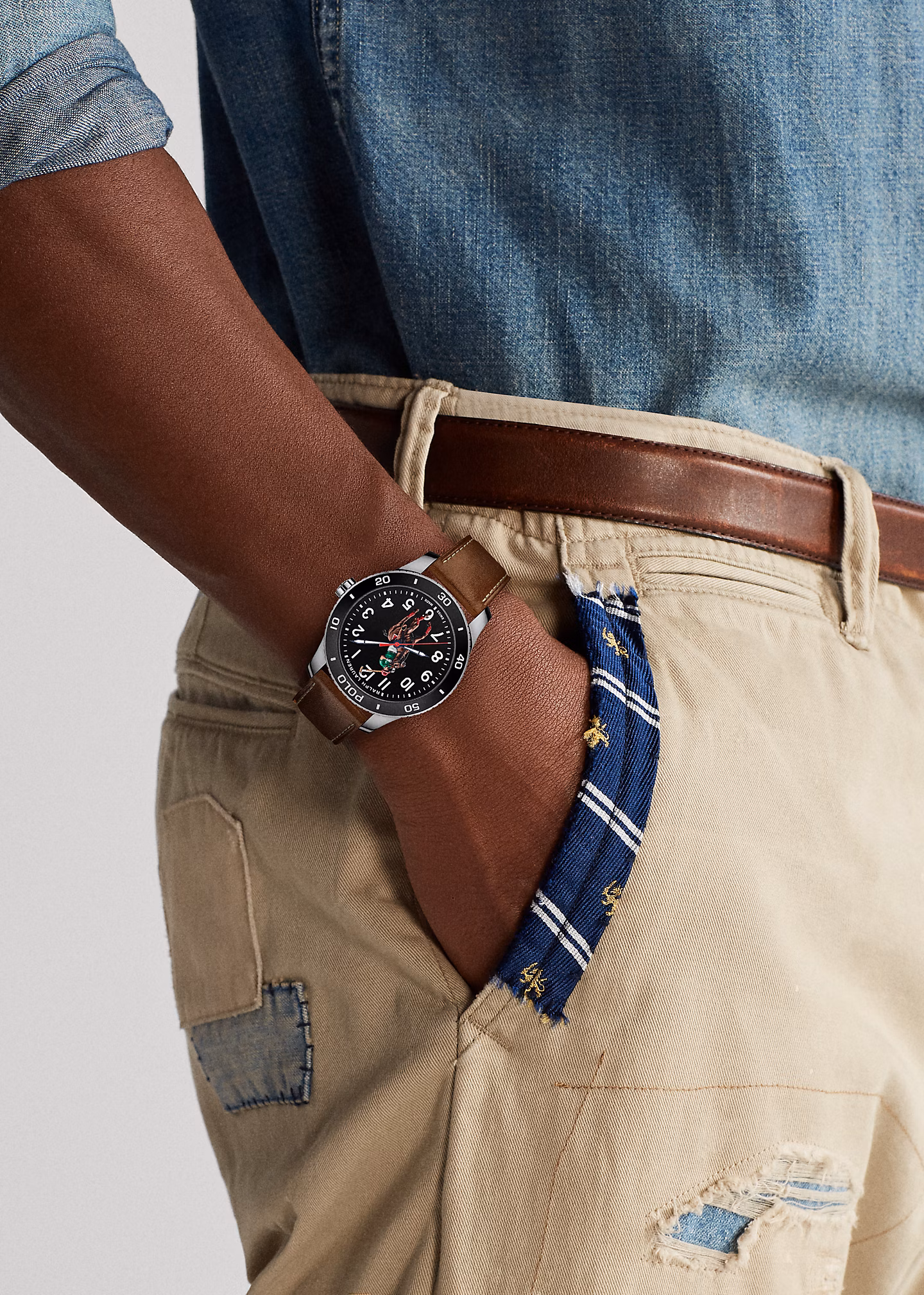 Stahl-Armbanduhr Polo Player in Schwarz - RALPH LAUREN OUTLET