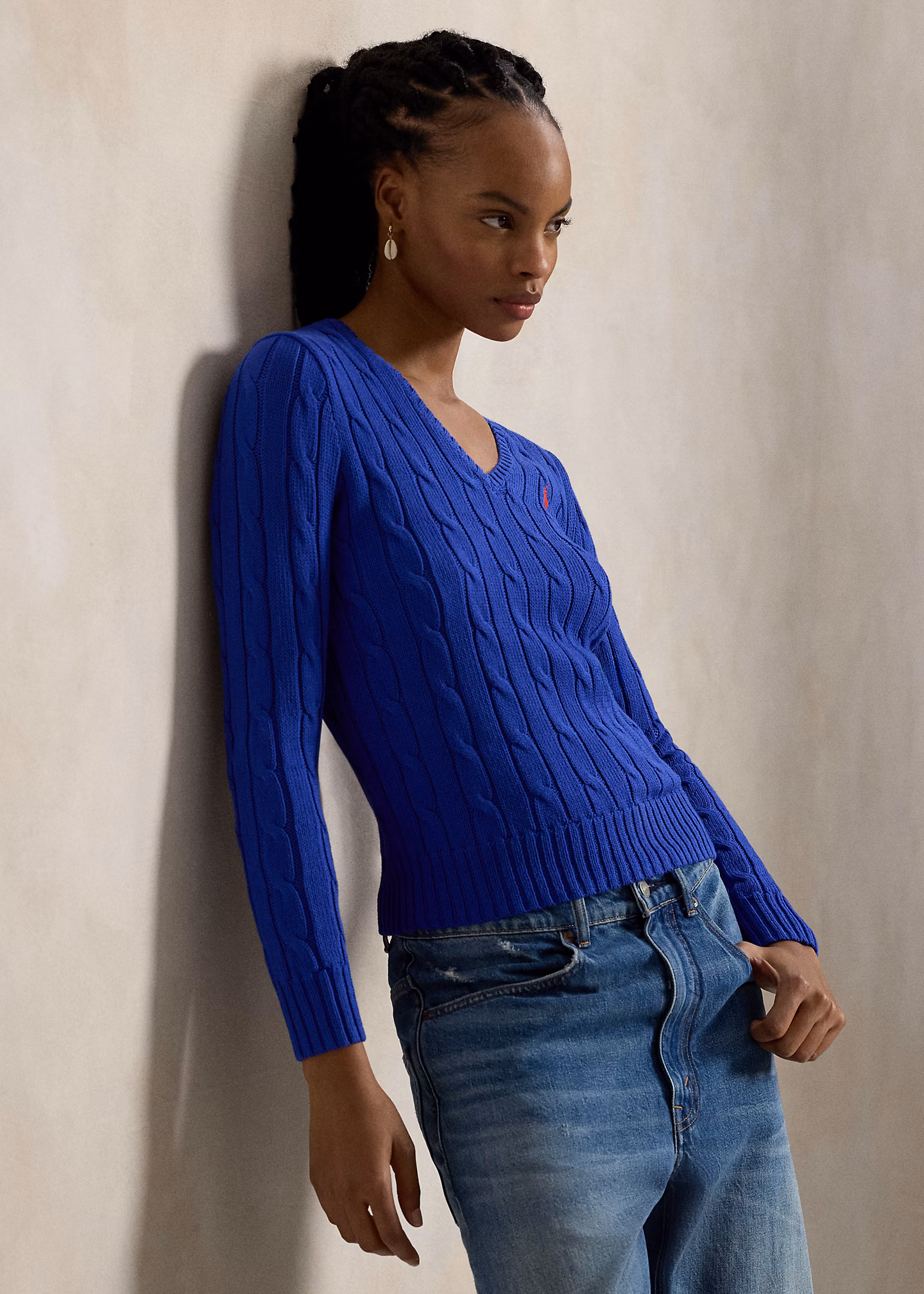 Zopfmusterpullover mit V-Ausschnitt - RALPH LAUREN OUTLET