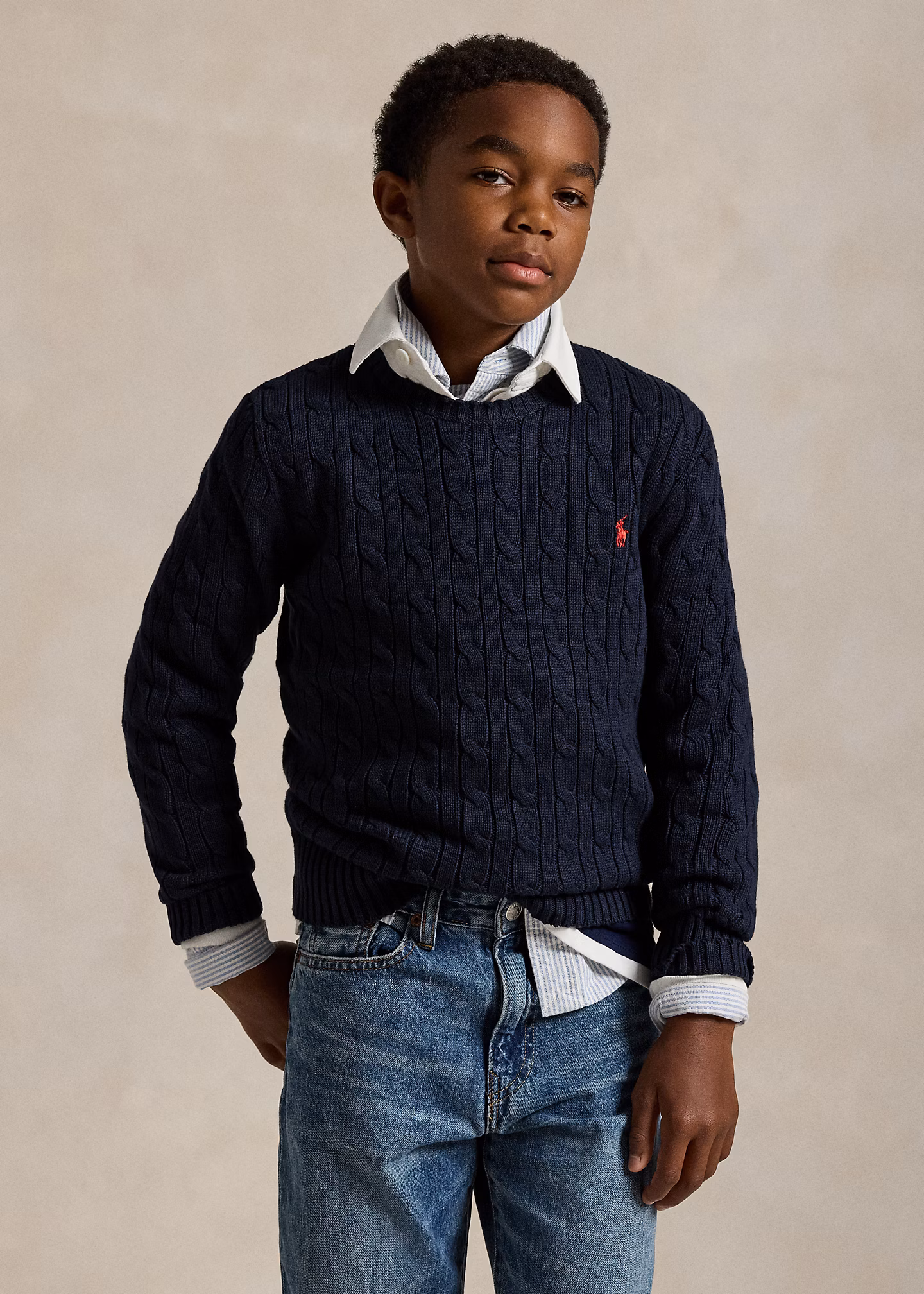 Baumwollpullover mit Zopfmuster - RALPH LAUREN OUTLET